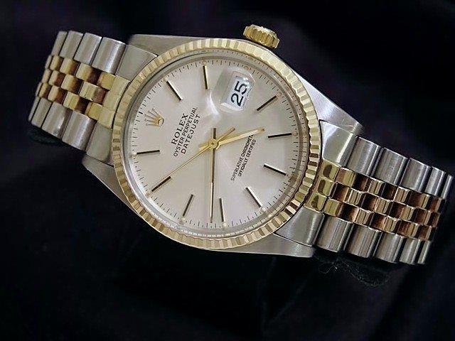 Rolex 2Tone 18K Gold/Stainless Steel Datejust Watch Silver Dial Jubilee 16013