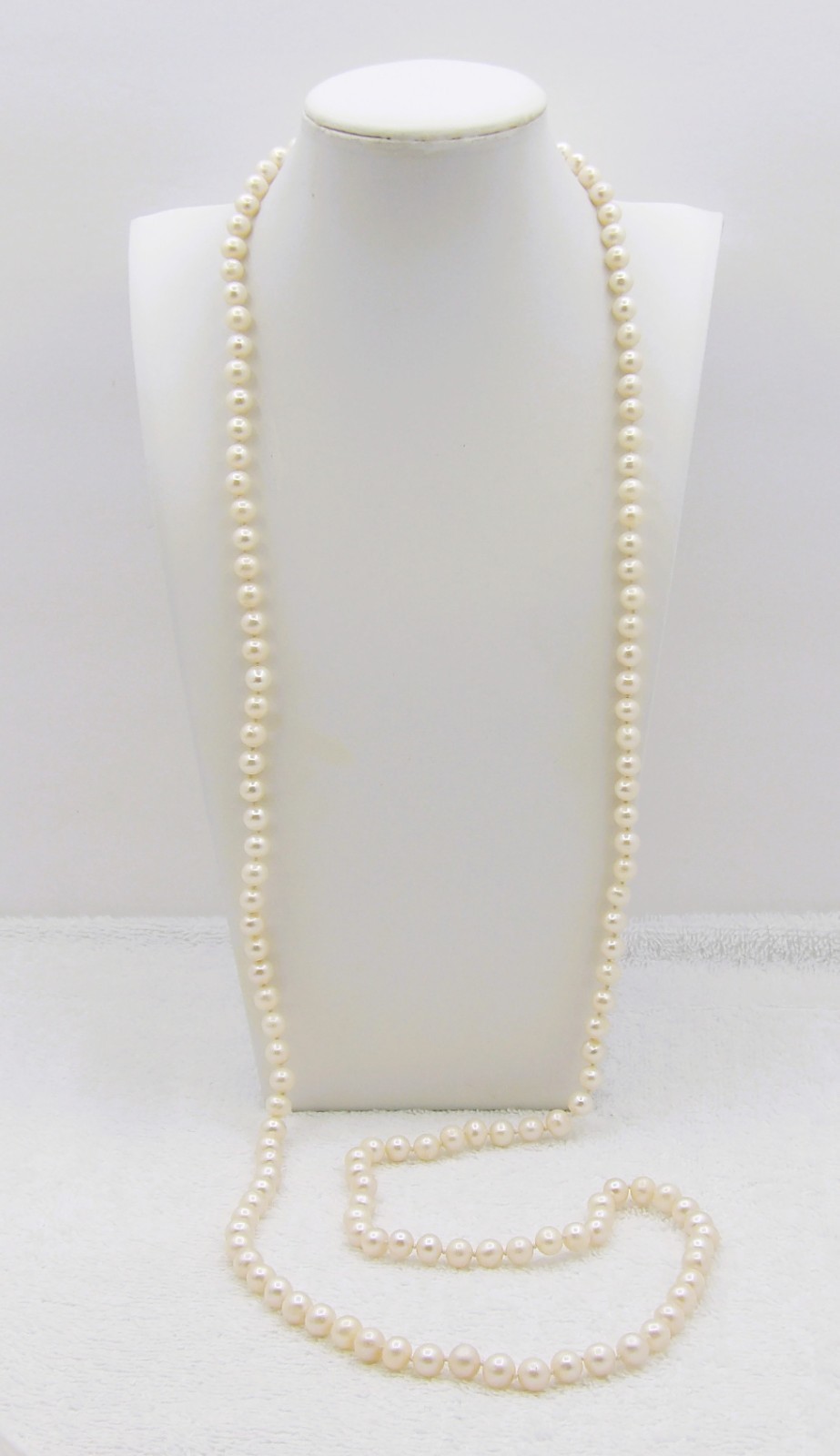 45 inches long white potato Cultured Freshwater Pearl Necklace Knotted NK802B