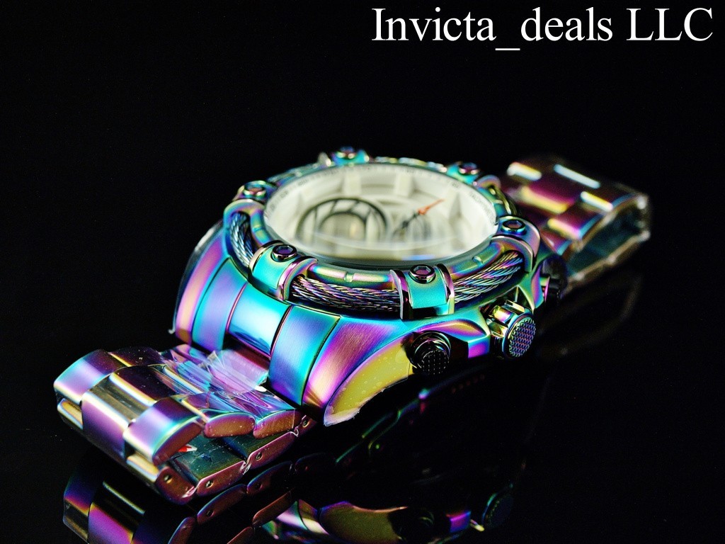 Invicta 52mm Men’s BOLT Chronograph White Dial IRIDESCENT Tone Stainless St Watc