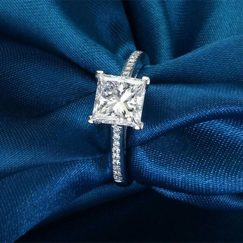 3.25Ct VVS1 Princess Cut Lab Created Diamond Wedding 925 Silver Engagement Ring