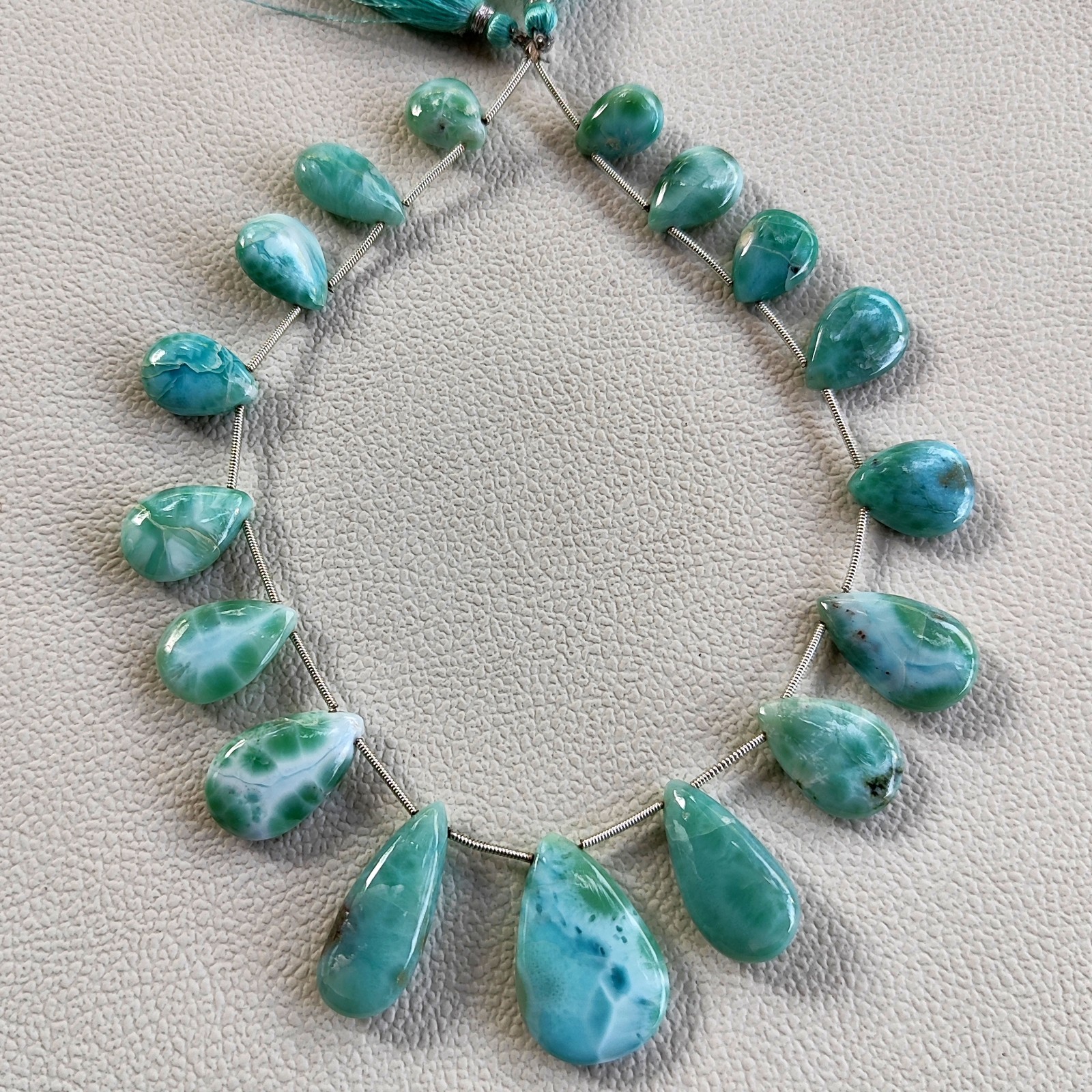 Larimar Gems Pear Shape 14×10 to 26x18mm Big Size Beads 10.5″ Strand