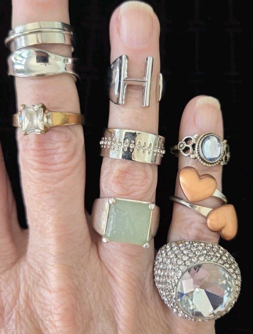Vintage To Now Ring Lot. Beaded, Rhinestone, Statement, Designer Costume Bands
