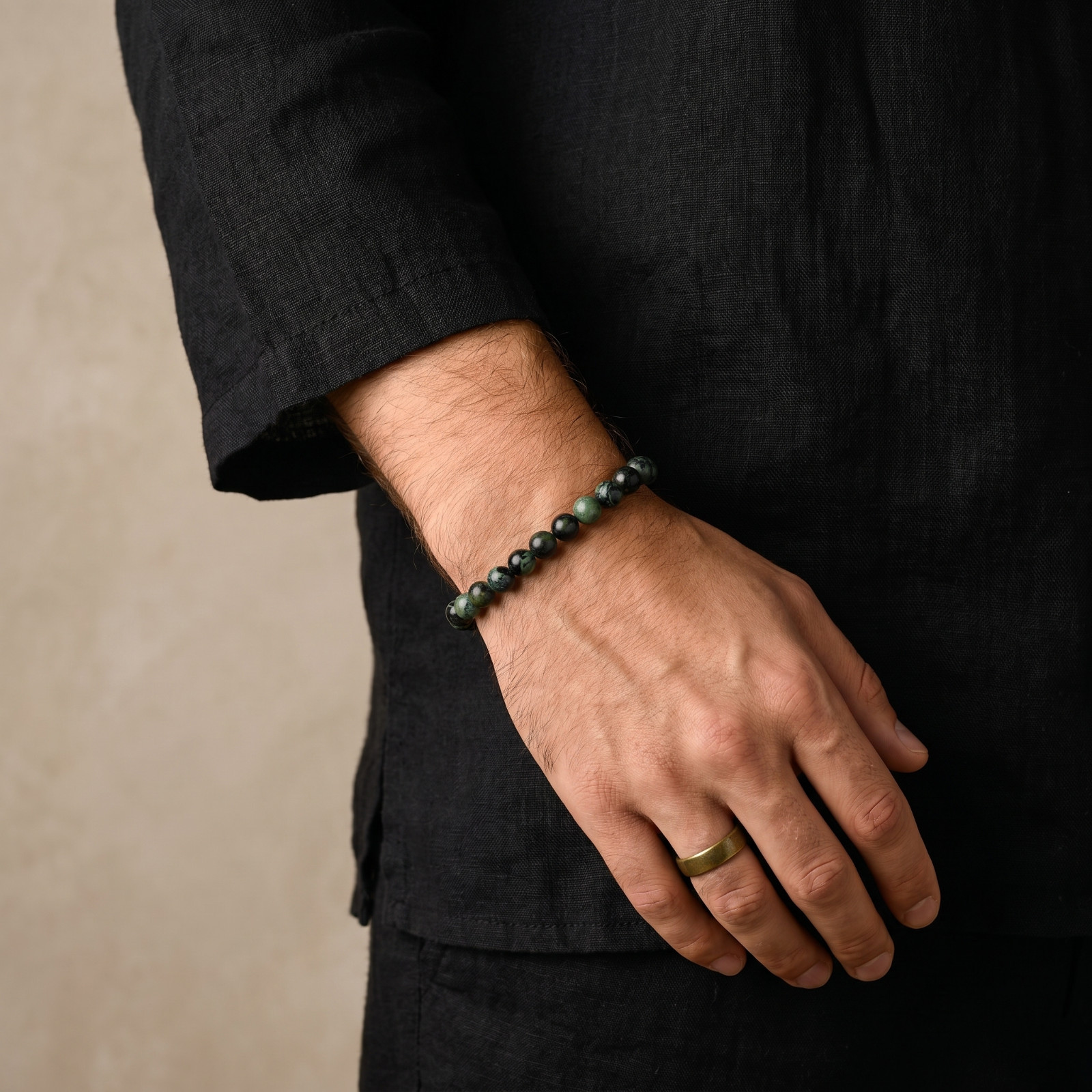 Kambaba Jasper Bracelet for Men – 7.5″ 8mm Calming Protection Jewelry