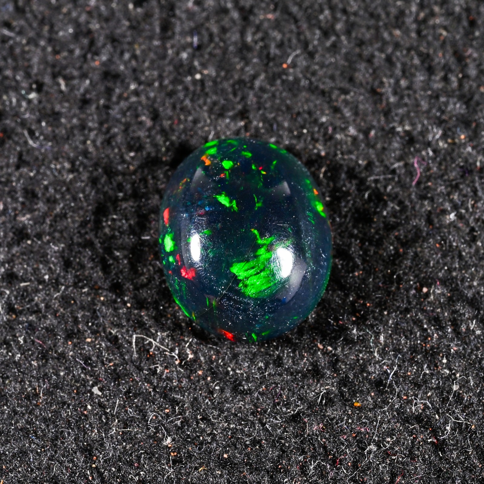 1.50 Ct Natural Ethiopian Black Opal 10×8 mm Fire Opal Cabochon Loose Gemstone
