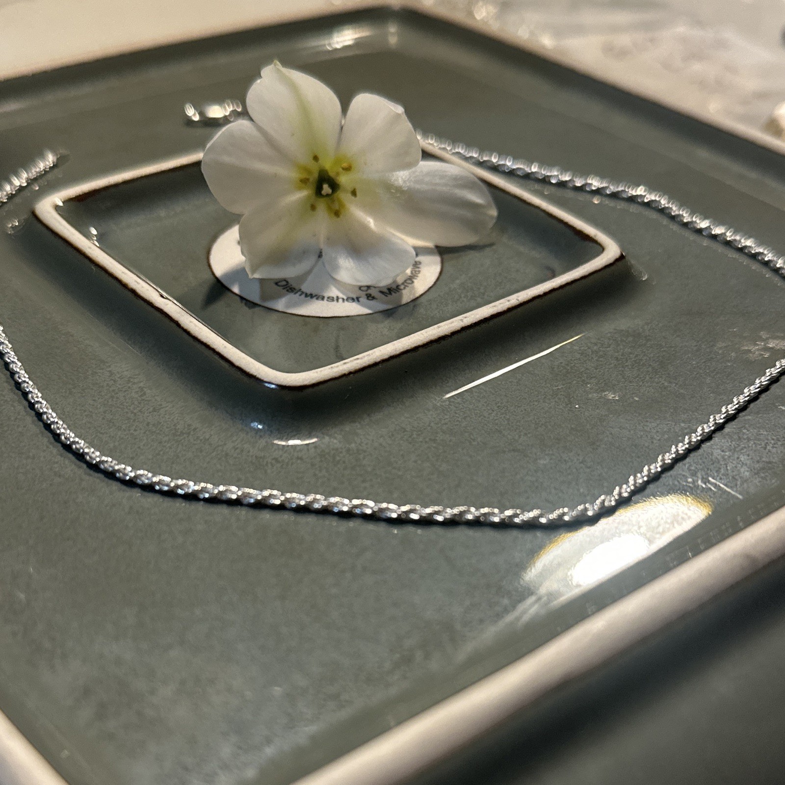 Sterling silver 16 inch Rope Chain Necklace, No Stone, Lobster Clasp Closure