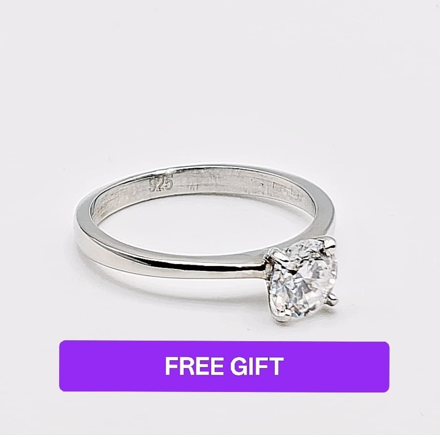 Rare 4.50 Ct Certified Treated White Diamond Solitaire, 925 Silver Rings