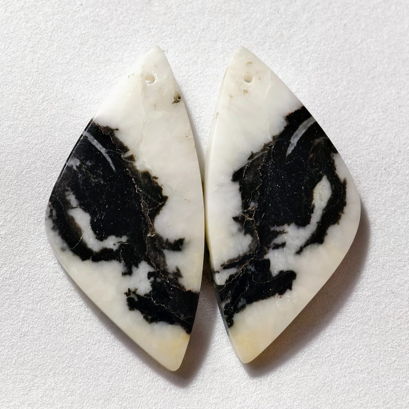 45 Cts Natural Zebra Jasper Drilled Pair Cabochon Gemstone 39 X 19 MM