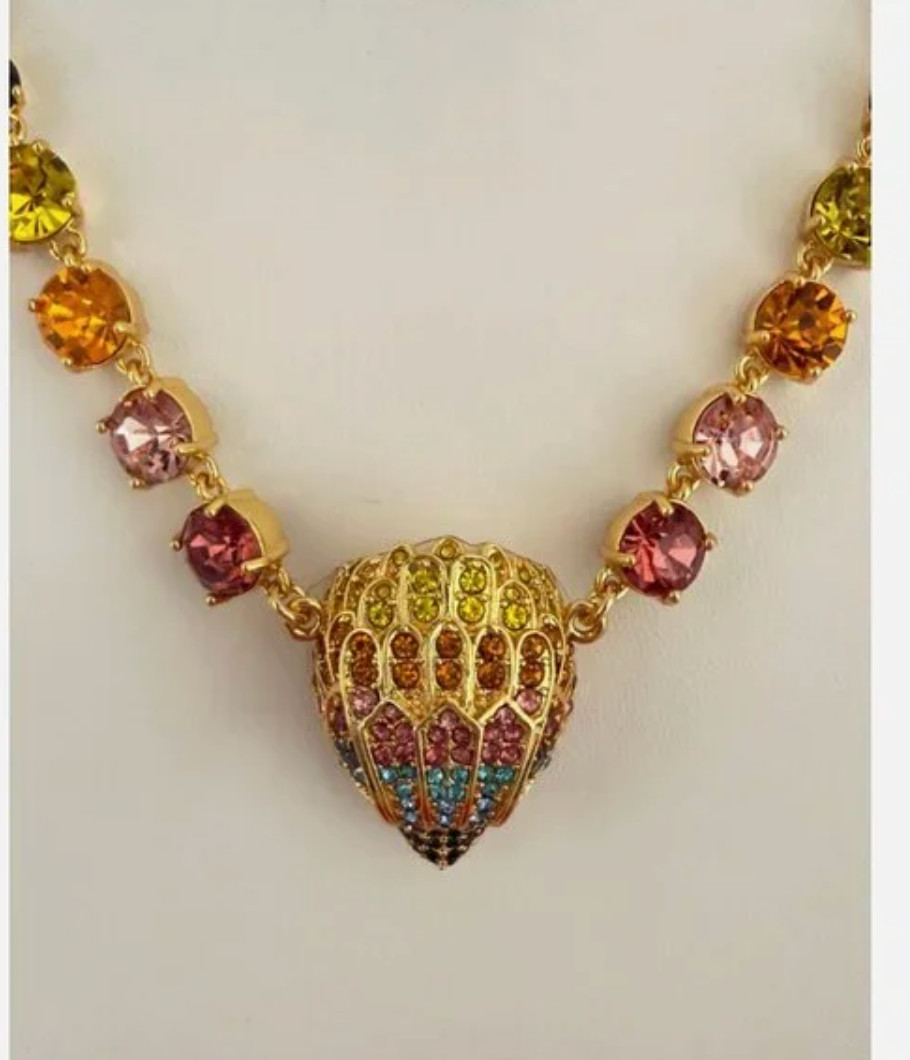 Kurt Geiger Necklace Eagle Head Gold Tone Pave Multicolored Crystals & EARRINGS