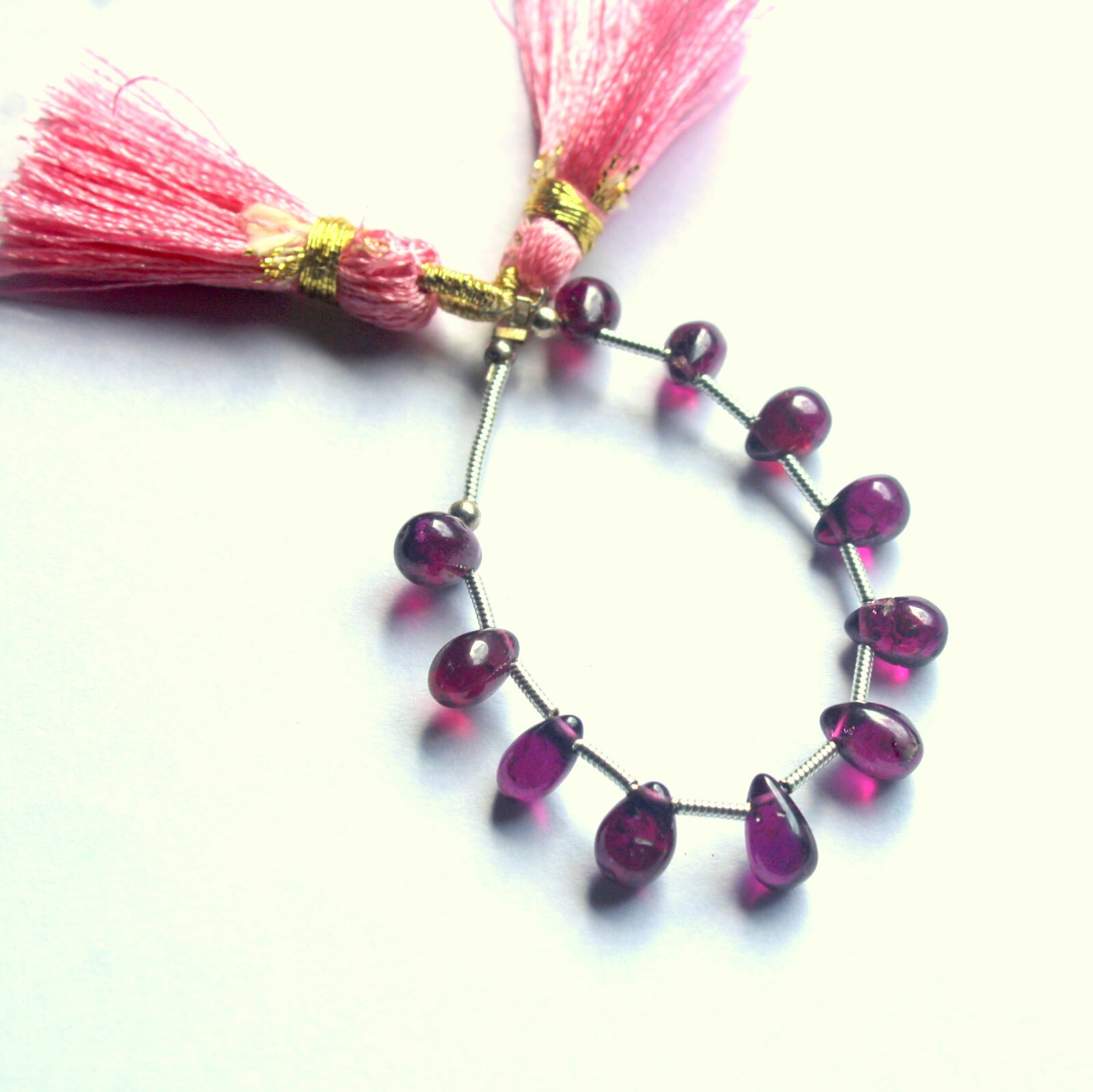 5×7-5×7.5 MM Natural Purple Pink Rhodolite Garnet Smooth Drops 4 Inch Beads