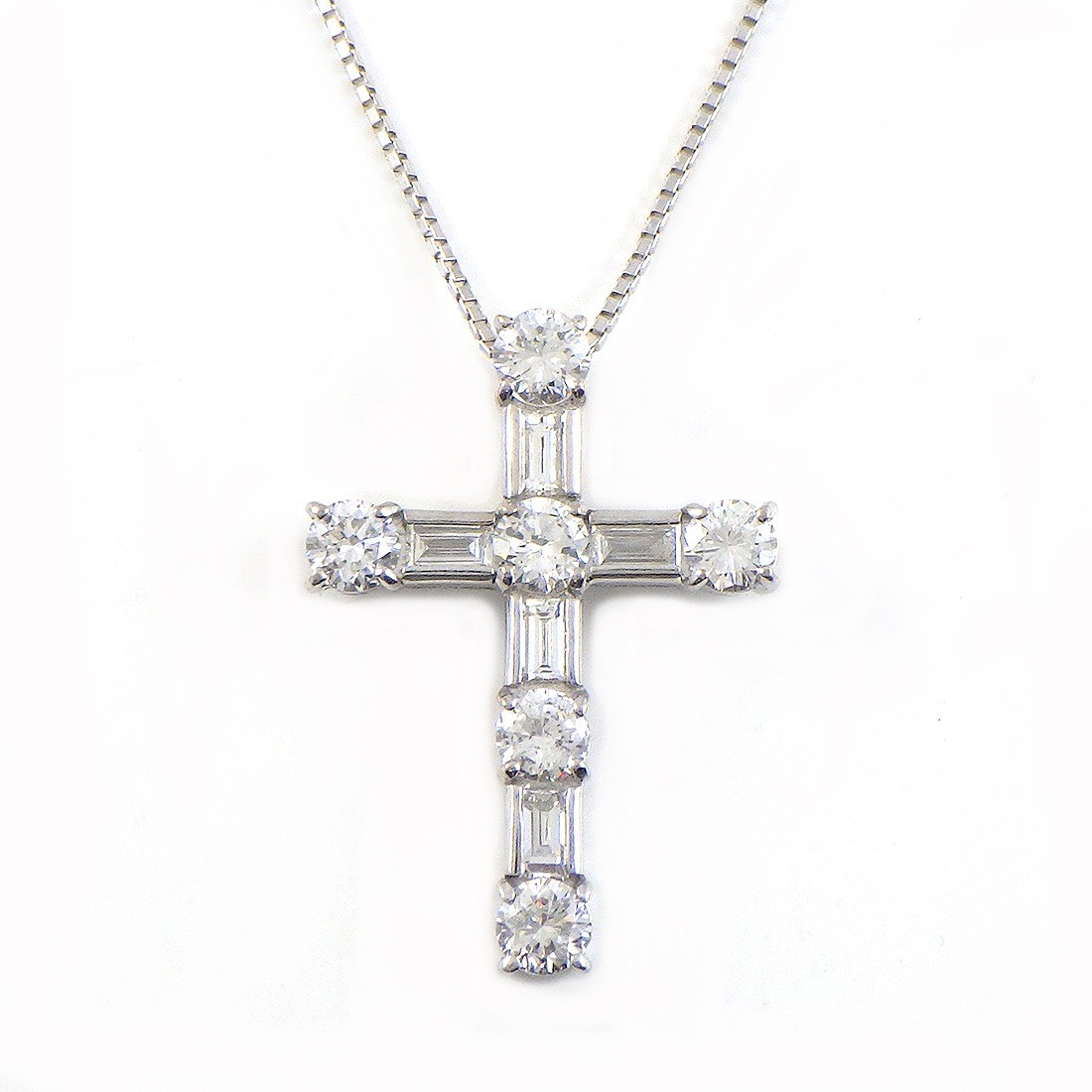 Fine Jewelry Necklace Round Brilliant Cut Diamond 1.0ct 750(18K) White Gold