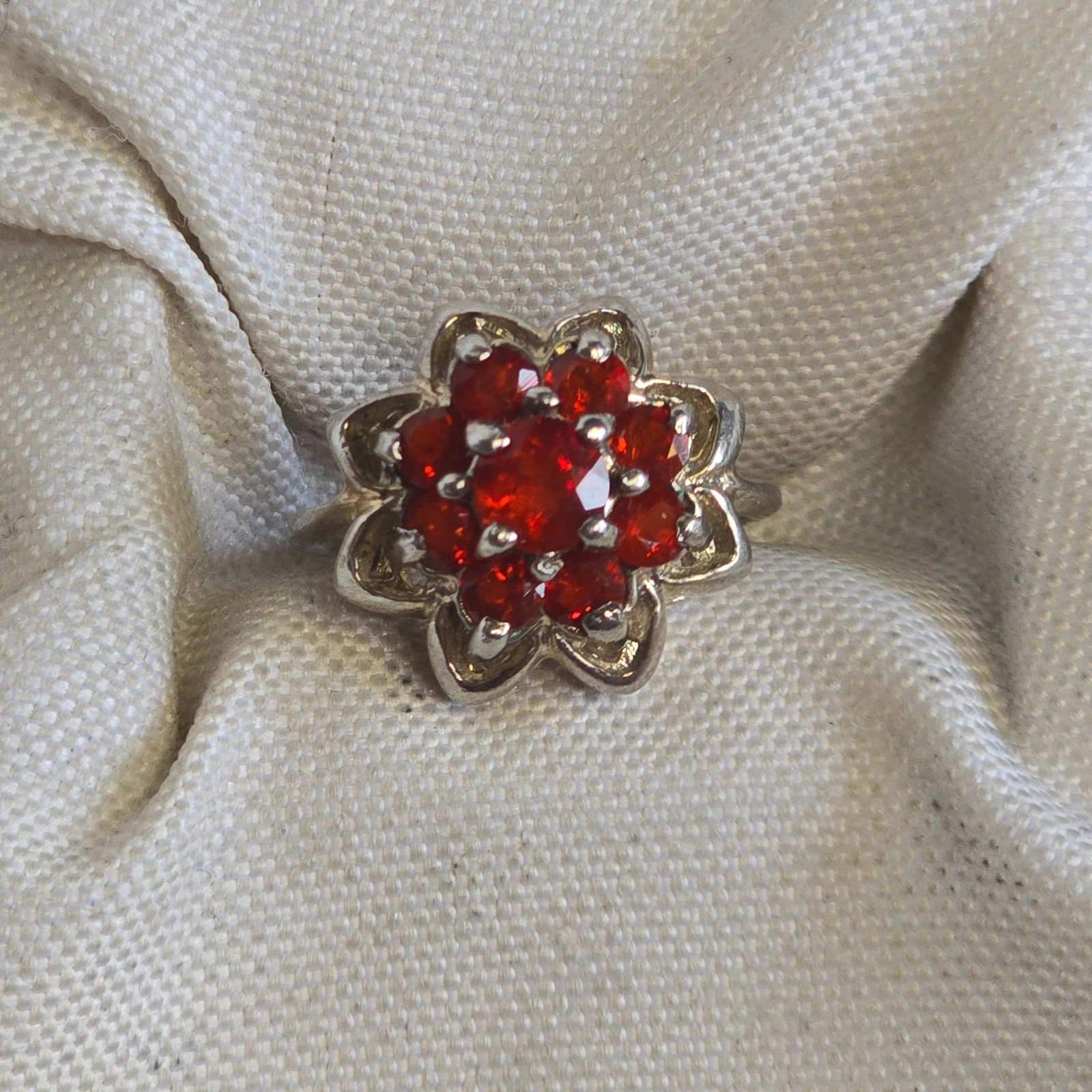 Sterling Silver Ring 4.08g Fine Jewelry Size 4.5 Blood Orange Color *READ*