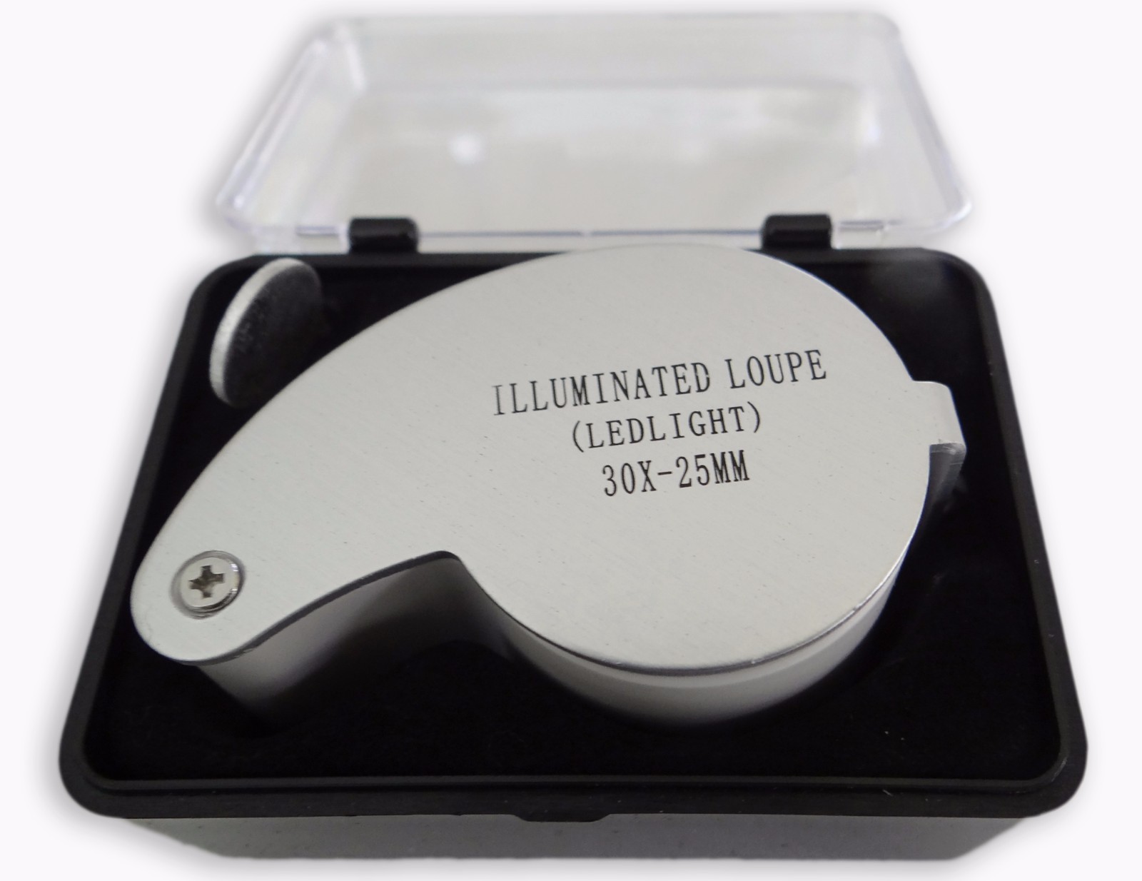 30X Illuminated LED Jewelers Jewelry Loupe Magnifier 25mm Magnifying Glass Lens