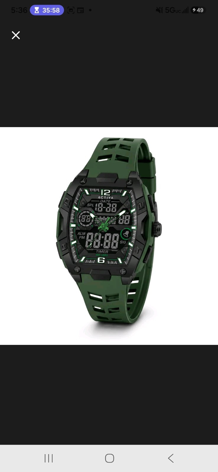 Activa X Invicta (ACW8131-003) Men’s 50mm Digital Army Green Sport Watch – NEW