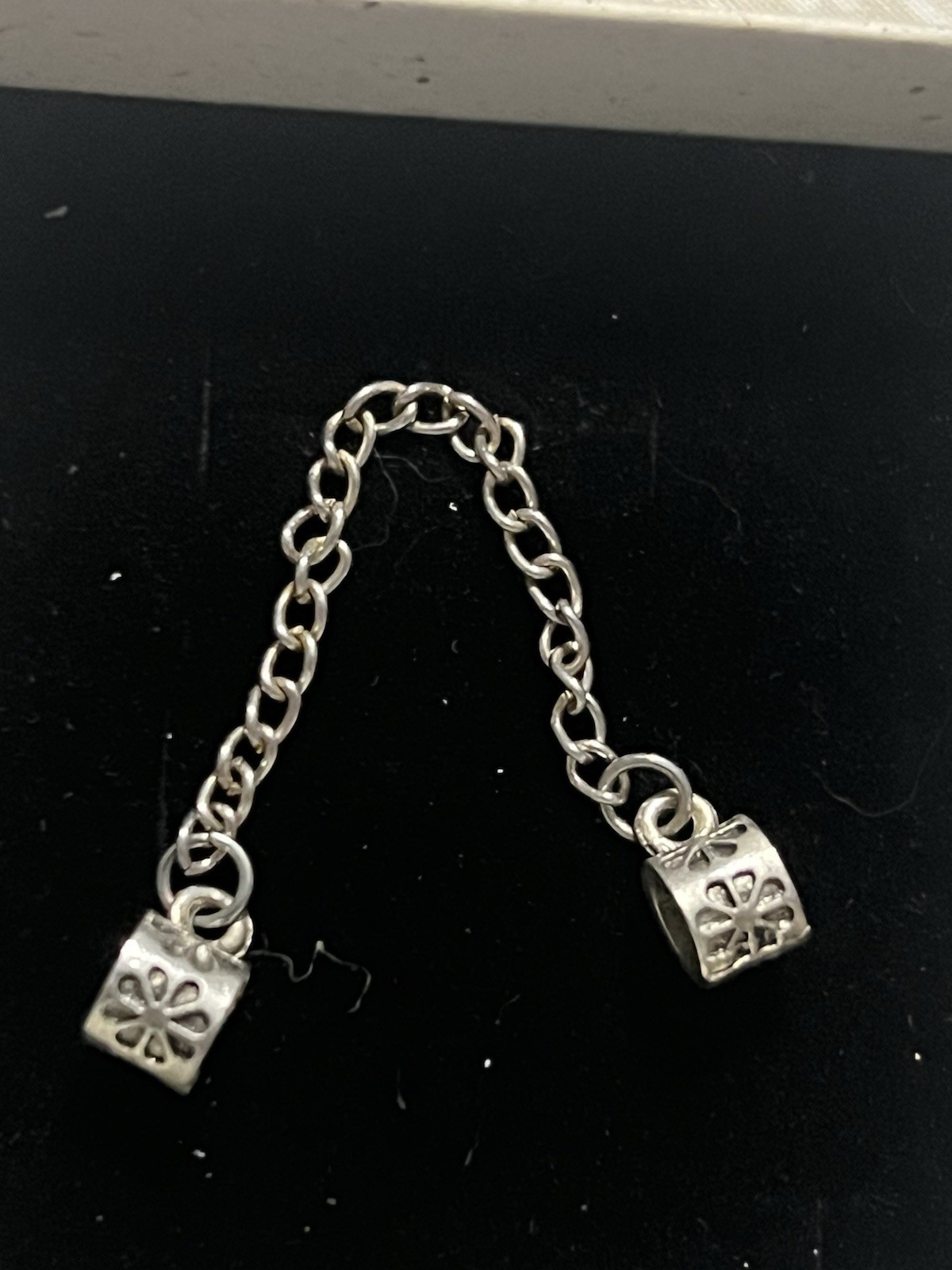 Silver Tone European Charm Safety Chain Floral Bracelet Connector