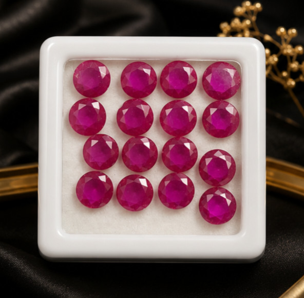 Natural Red Ruby 16 Pcs Round Shape 5×5 MM Certified Loose Gemstone Lots