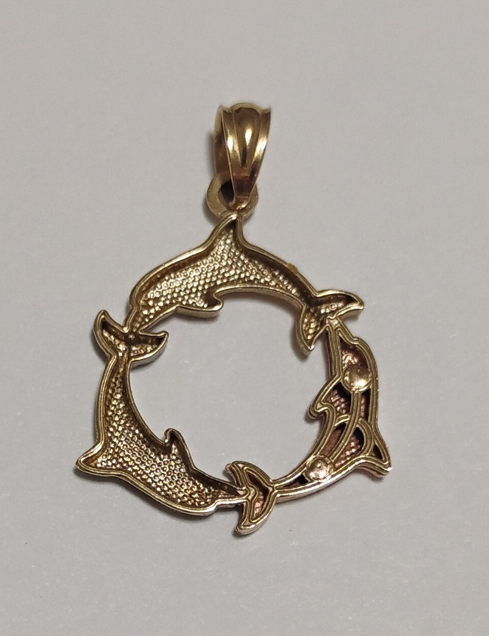 10kt Tri Gold Yellow White Rose Dolphin Pendant Not 14k Stamped 10K For Necklace