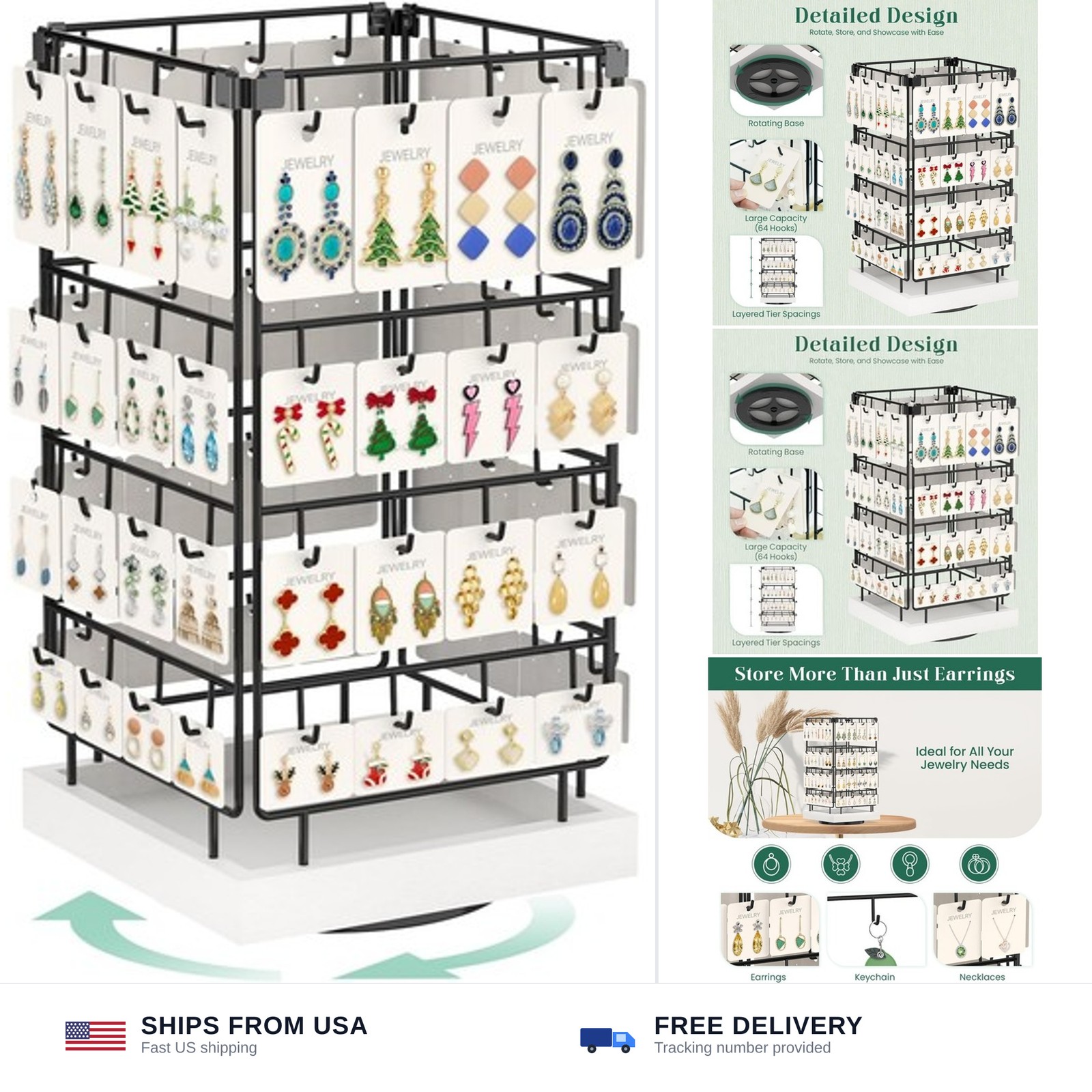 EsLuker.ly Rotating Earring Display Holder Stand for Vendors Events Selling, …