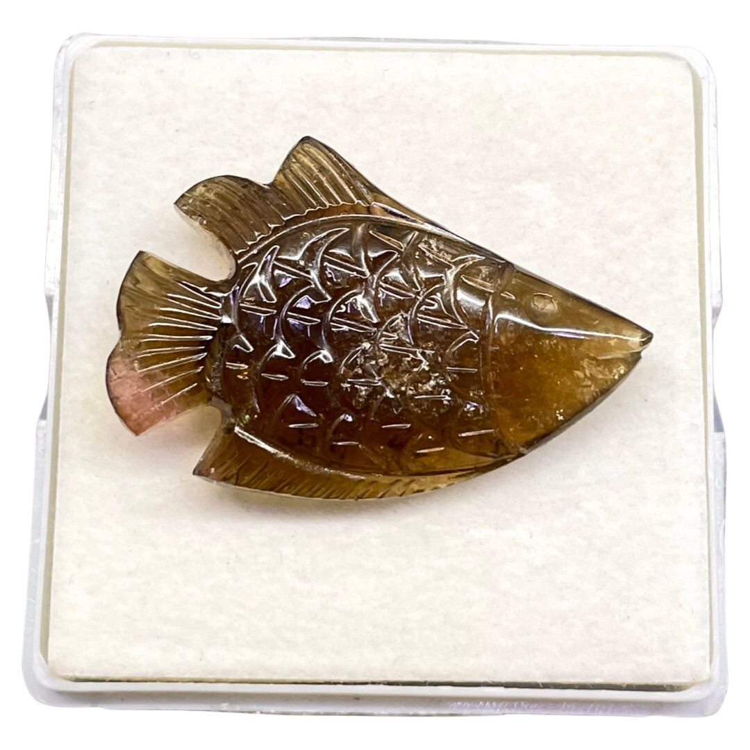 50.75 Cts Natural Tourmaline Carved Fish Untreated Magnificent Loose Gemstone