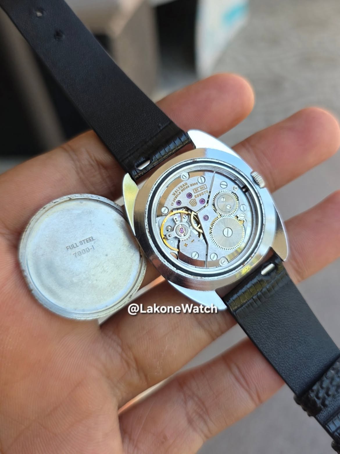 Rare Waltham Maxim VIP C Shape Case Black Dial Baton Watch Dress Manual Winding