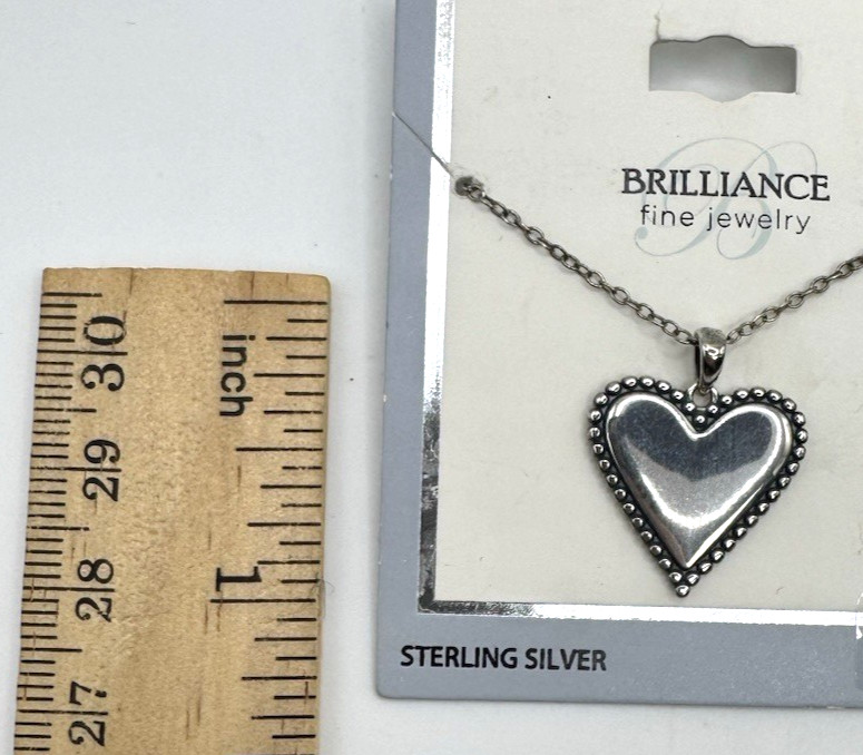 Brilliance Fine Jewelry Heart Love Sterling Silver Pendant 18″