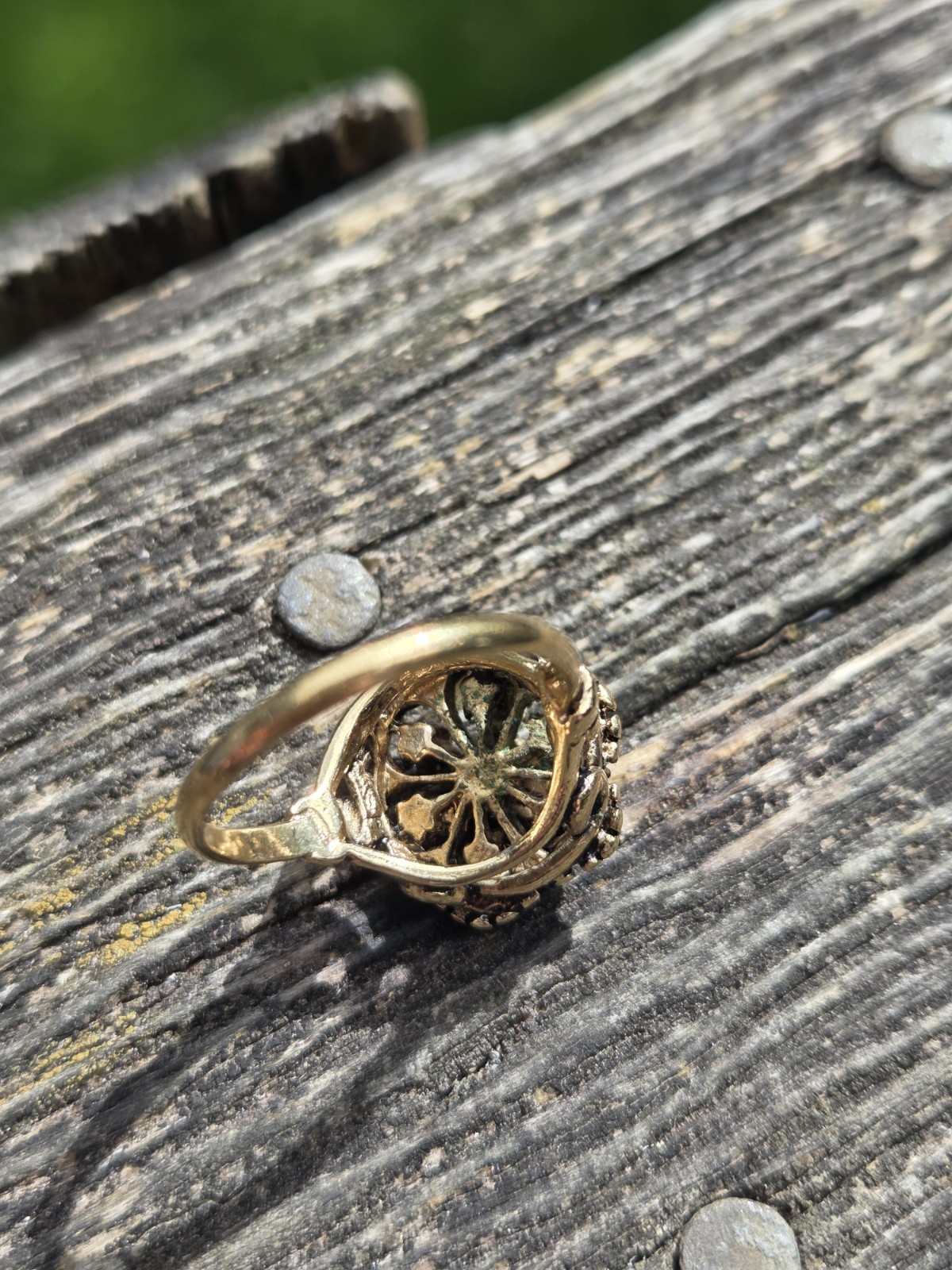 Vintage 14k Gold Filled Garnet Ring Flower Size 7.75 Witch Core Gothic Victorian