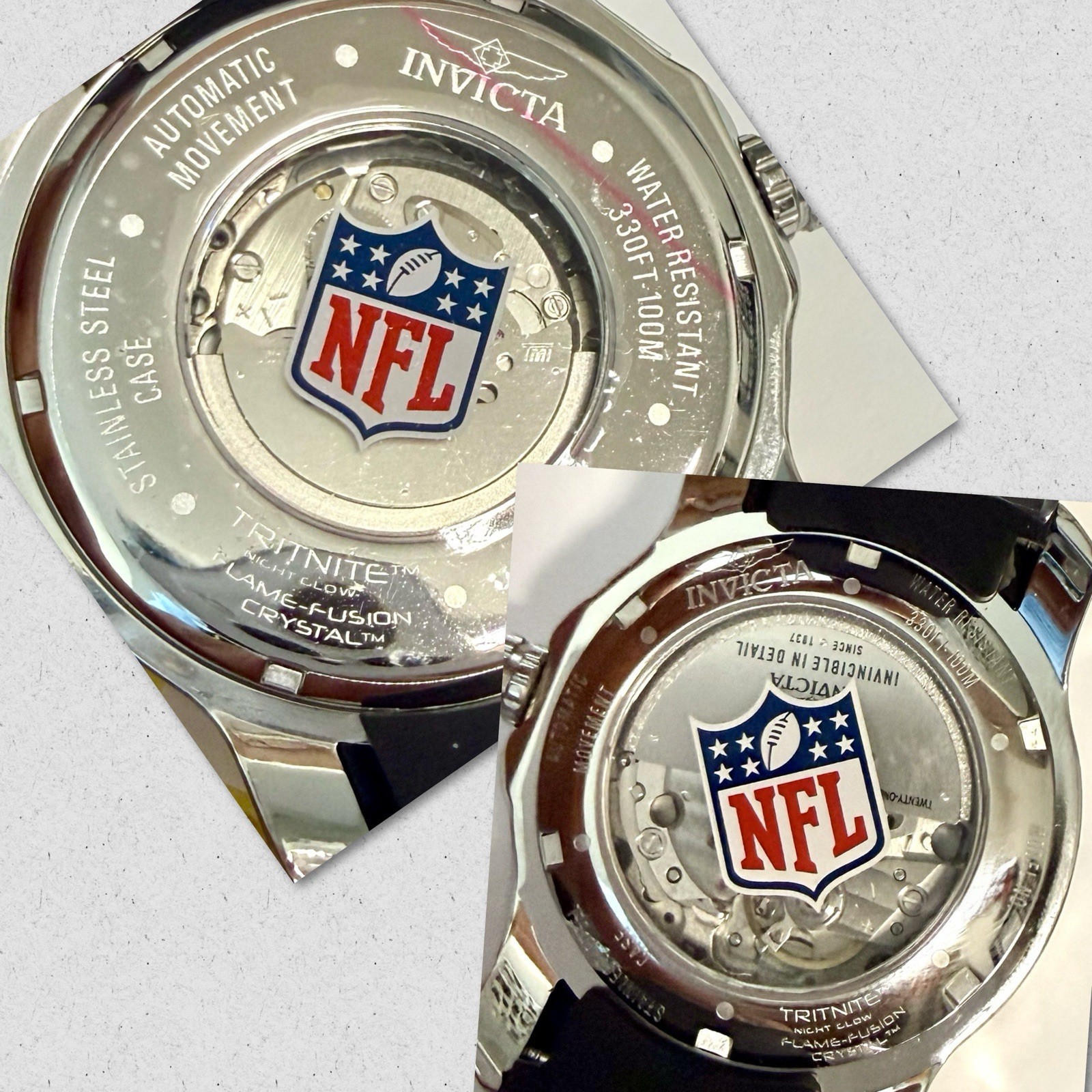 50mm & 38mm Auto His & Hers BENGALS-NFL| Black Football Field Dial Invicta Watch