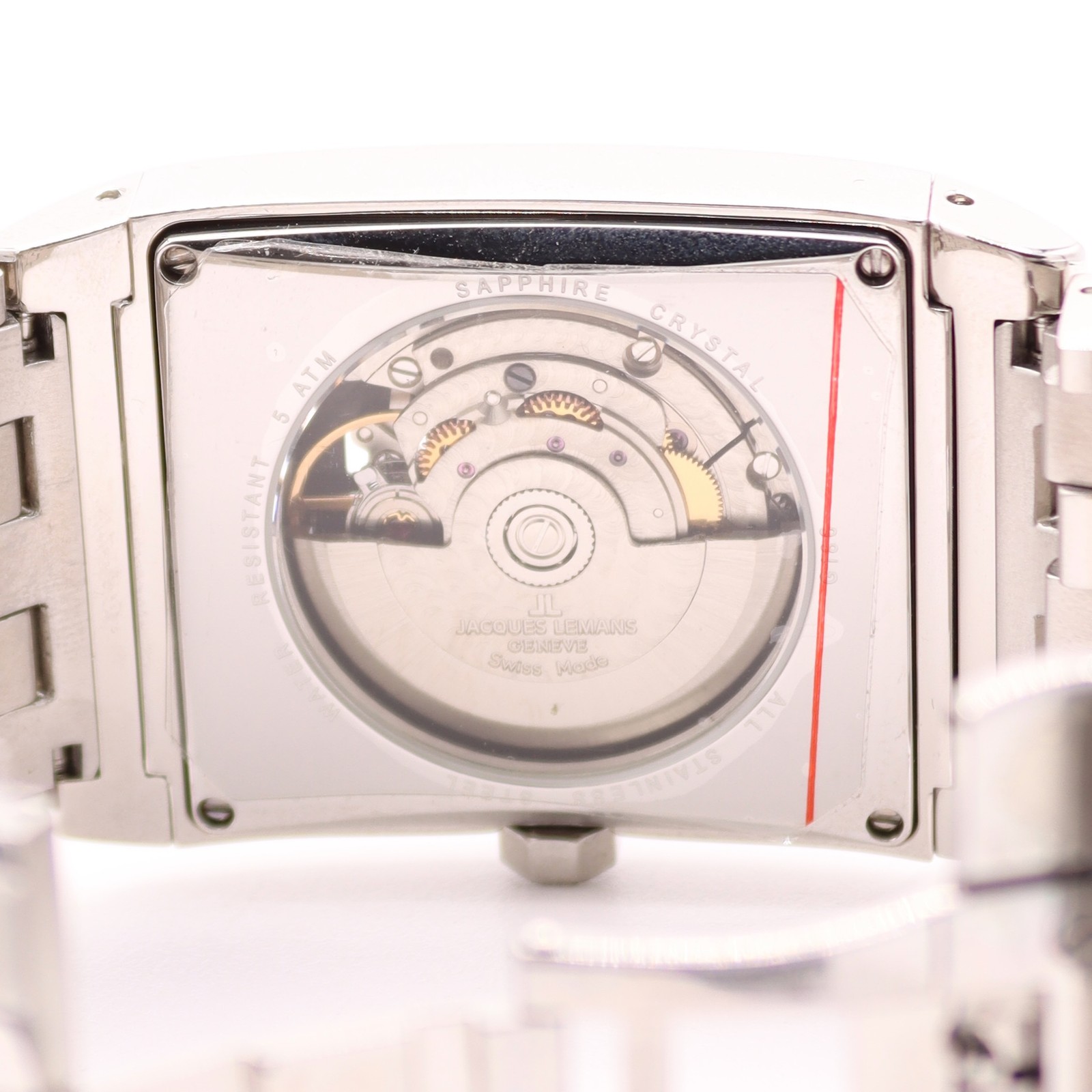 NOS 32.5mm Jacques Lemans G186C Geneve Open Heart Automatic Wristwatch Steel