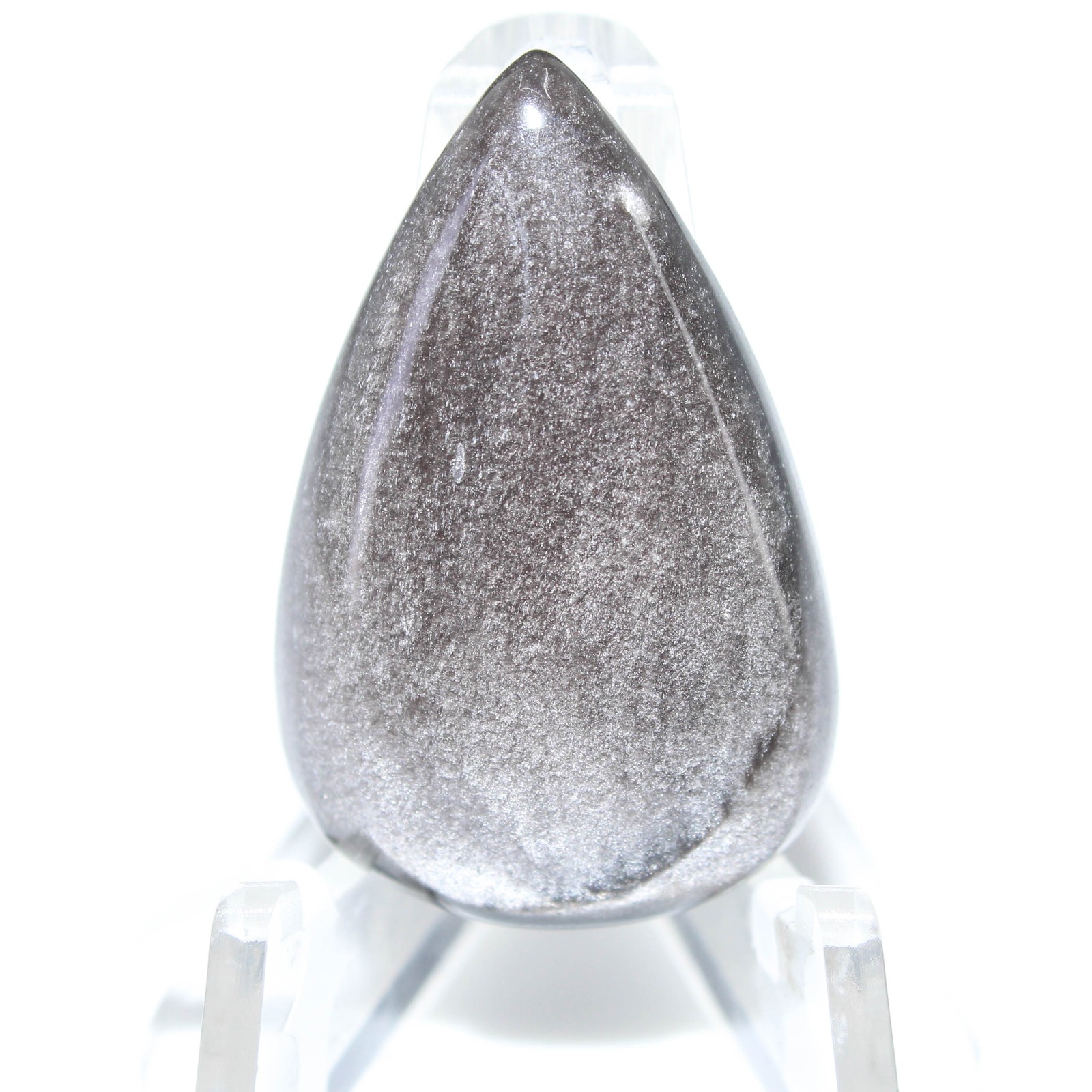 25.20 Ct. AAA Silver Obsidian Pear Cabochon Loose Gemstone 32x21x5 mm