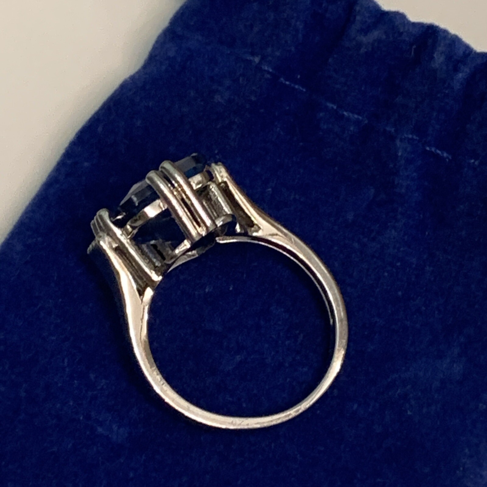 925 Sterling DK Created Blue Spinel And Accent Stones Ring Size 7