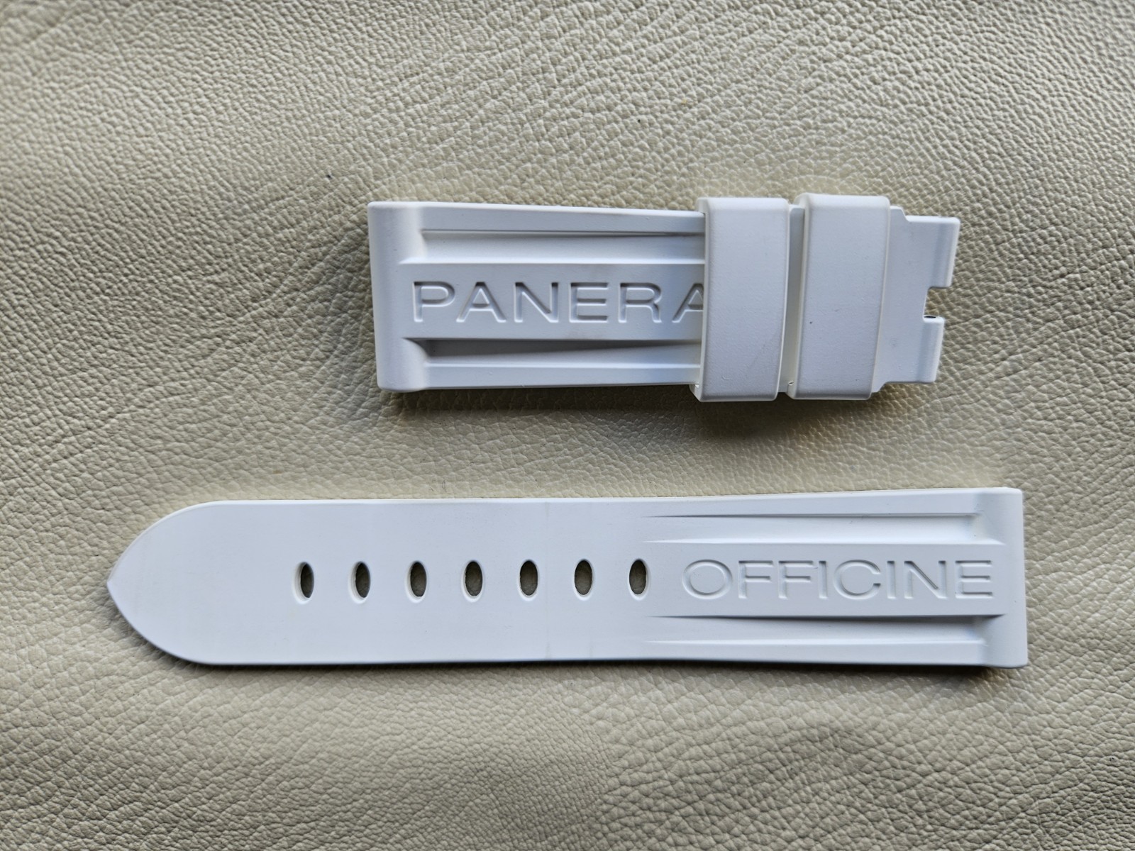 Officine Panerai Rubber Strap White 24mm-22mm Authentic OEM MXE0BRMX