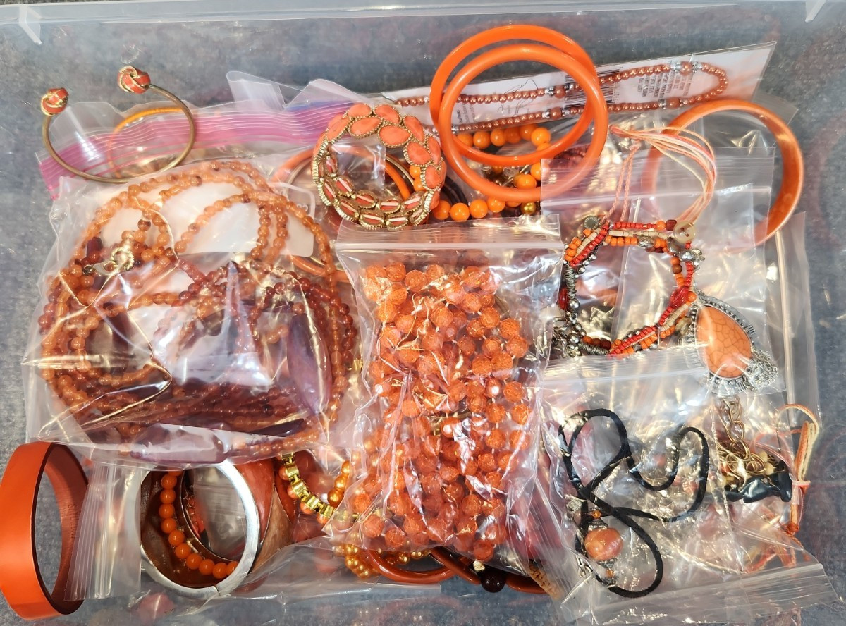 Jewelry Wearable Orange Collection 5 Lbs Lot #692 See Description