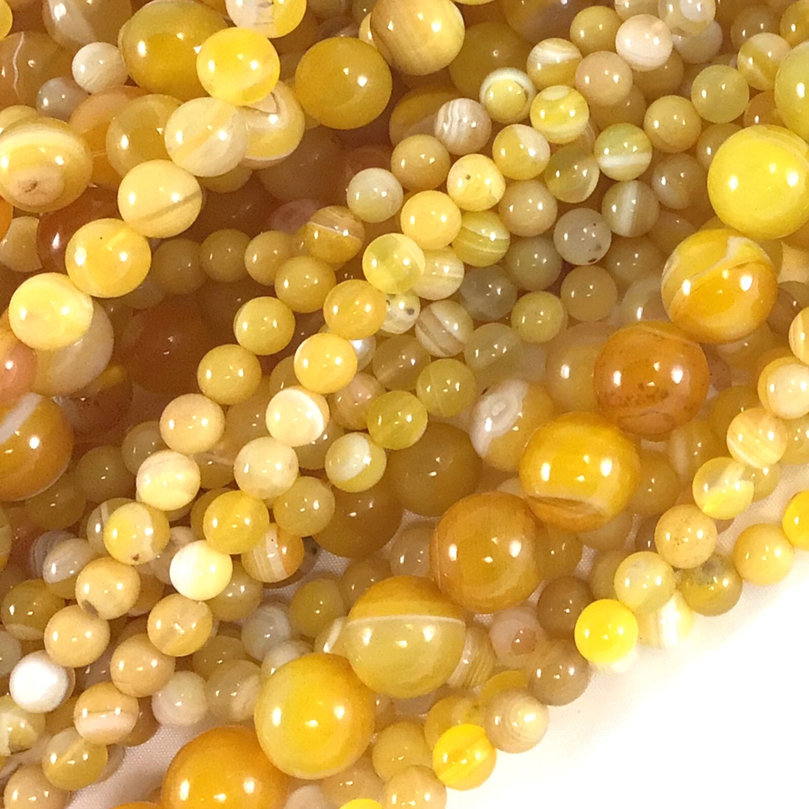 Natural Gold Yellow Stripe Agate Round Bead 15″ Jewelry Making Gemstone Bead