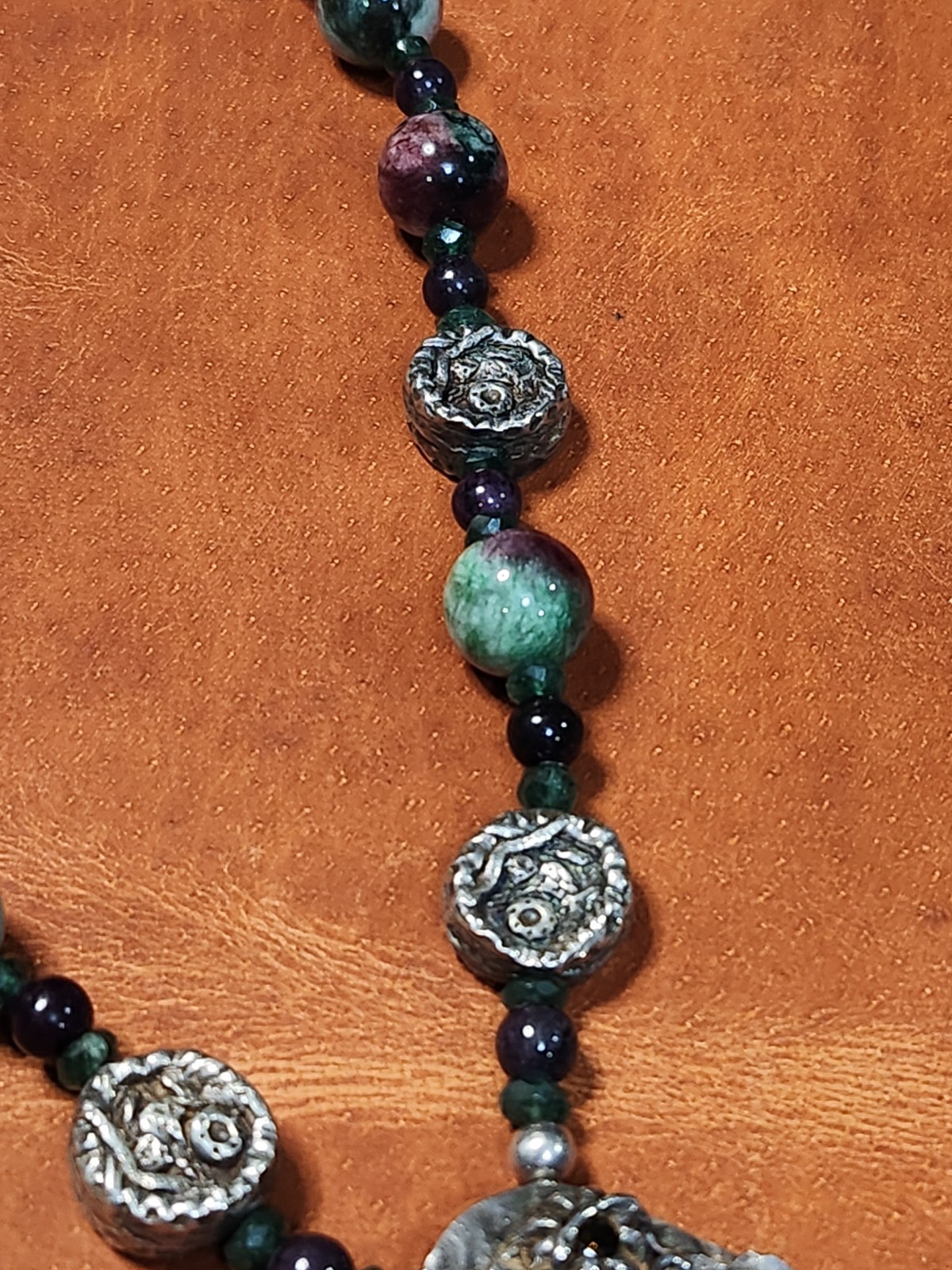 Handcrafted .999 Fine Silver Artisan Necklace With Natural Stones
