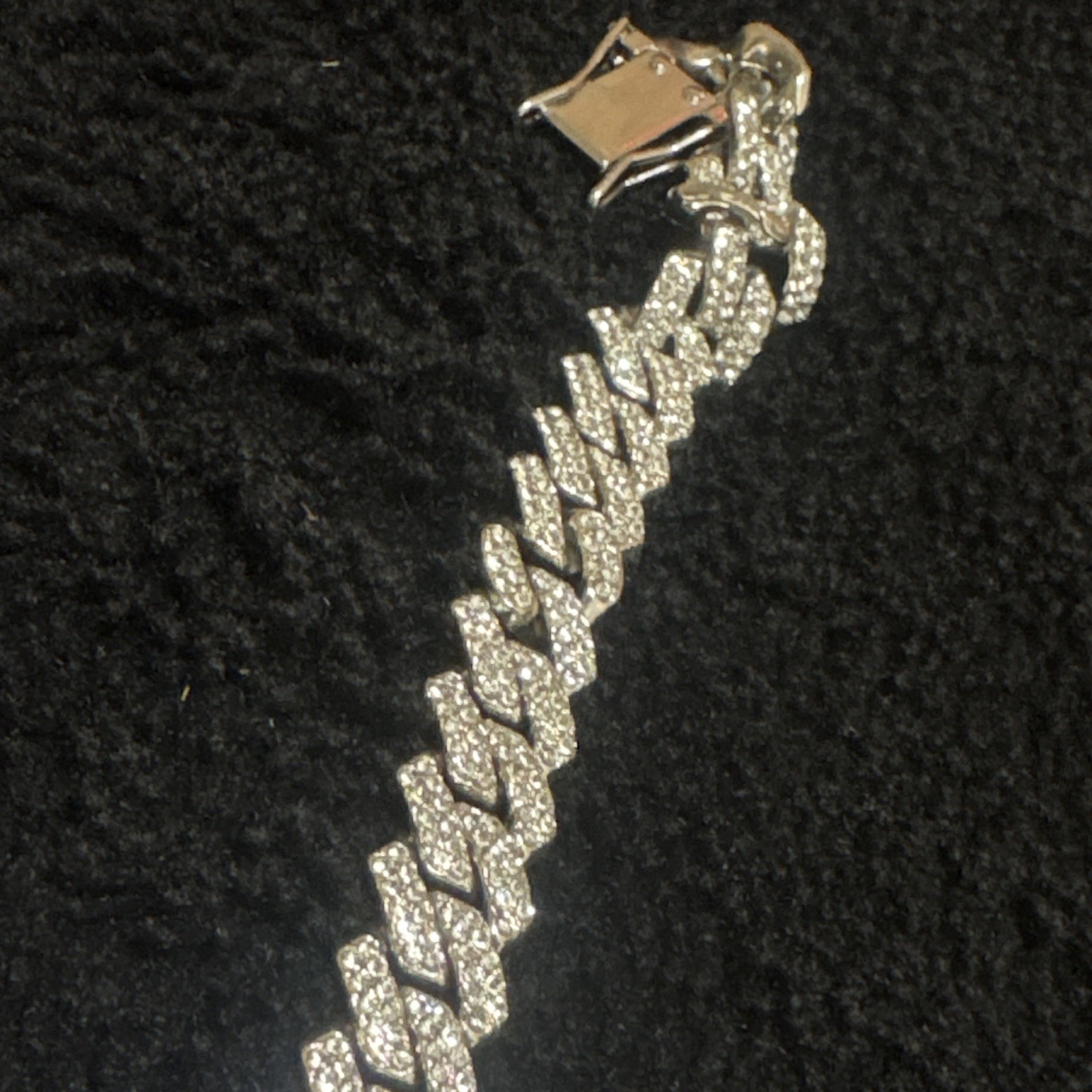 Silver Tone Iced Out Pavé CZ Cuban Link Chain Round Pendant Necklace Box