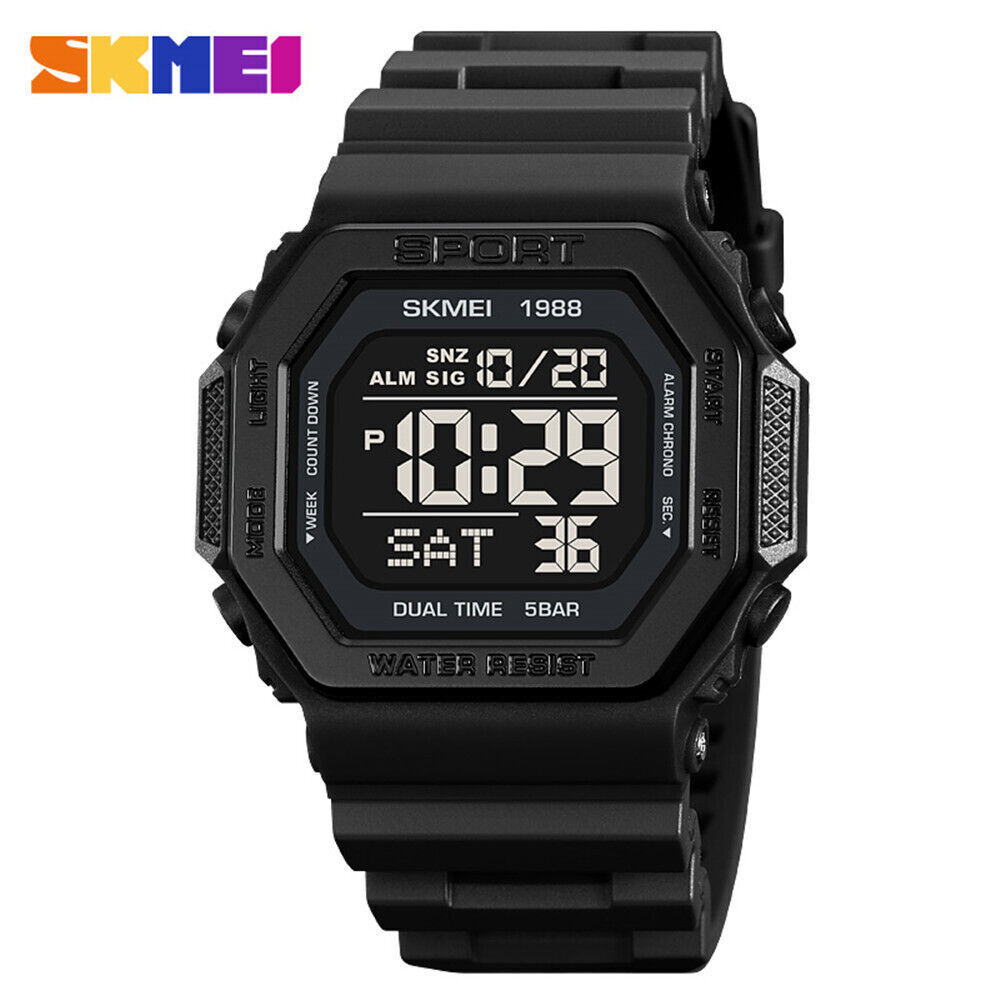 SKMEI Men Watch Rectangle Sport Watches Students Boy LED Date Digital Wristwatch