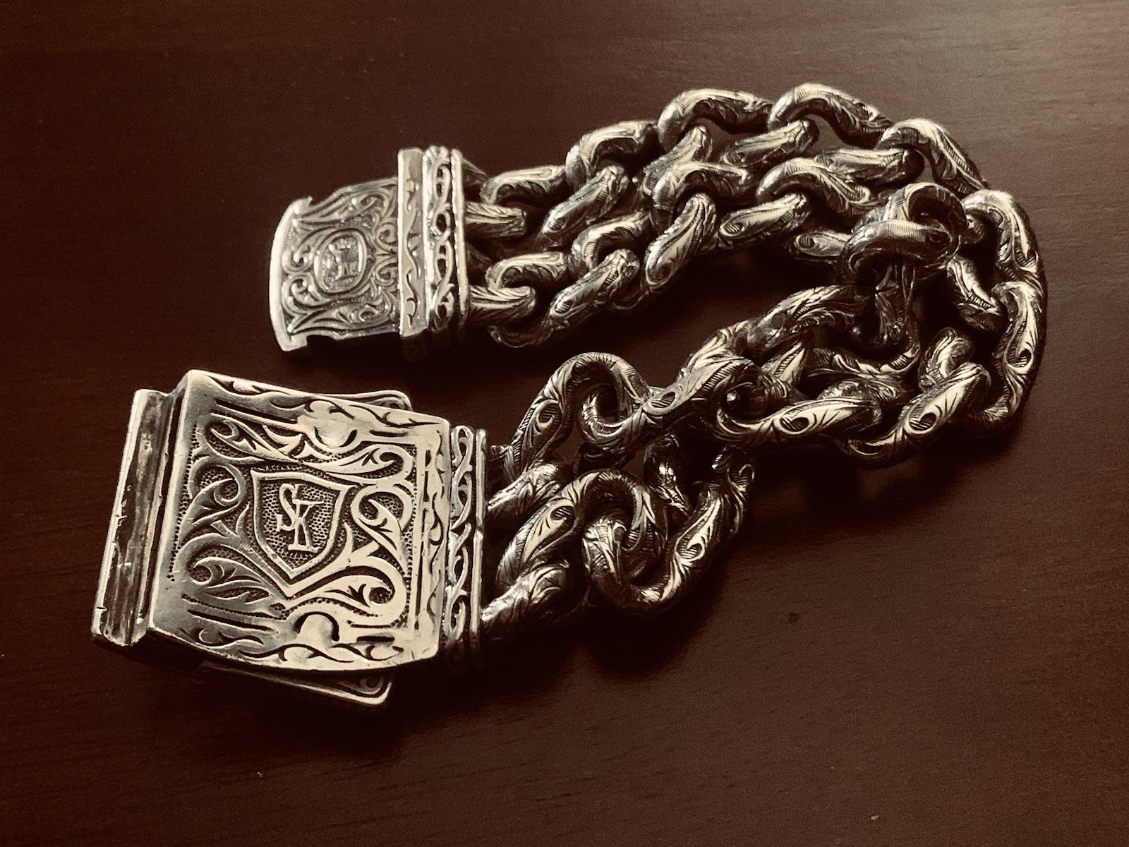 RARE Scott Kay UNKAGED 18K/Sterling Silver MASTERPIECE Gold Cross Bracelet 8”