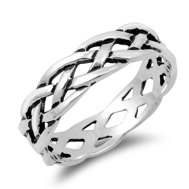 Celtic Weave Stackable Sterling Silver Ring NEW