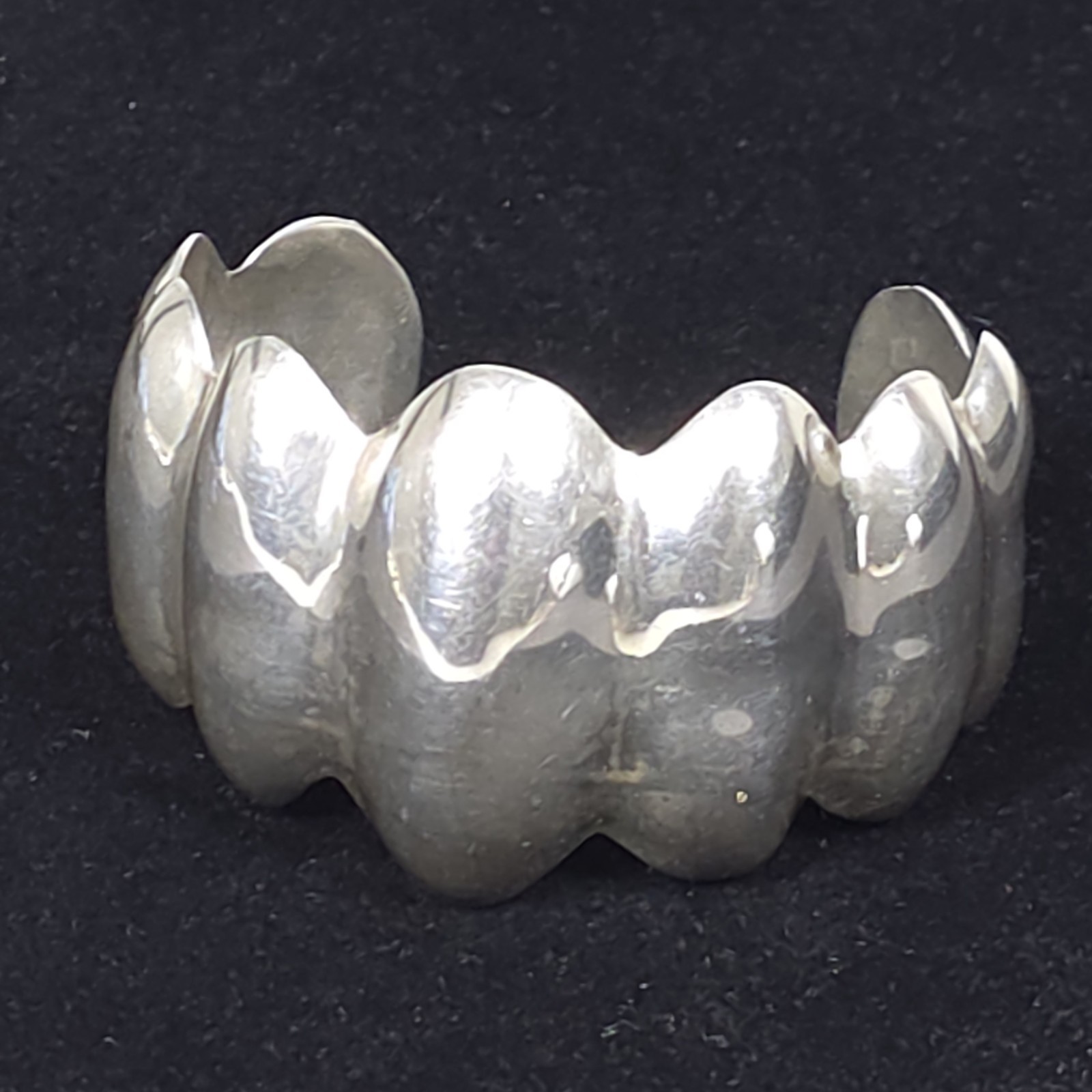 Sterling Silver Scalloped Cuff Bracelet Mexico 925 Wavy Modernist Design 50g