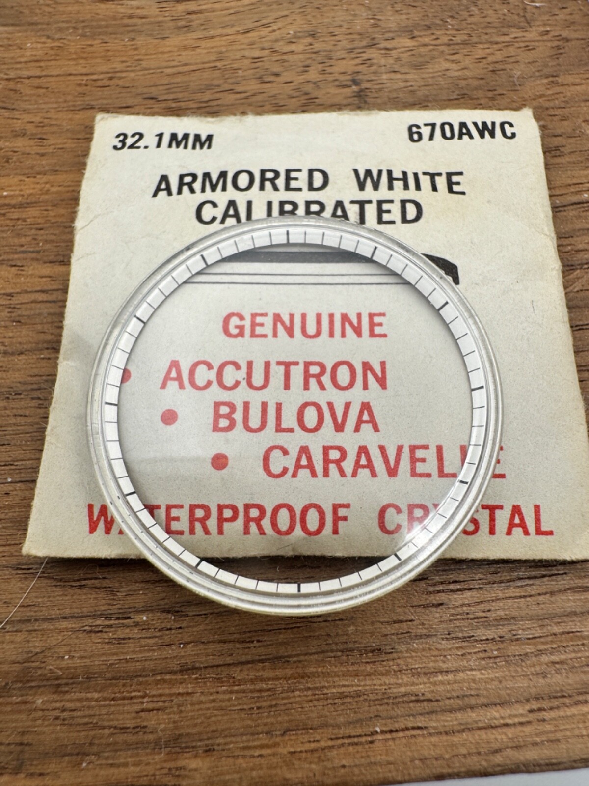 Rare NOS Vintage 32.1mm 670AWC Bulova Armored White Calibrated Watch Crystal