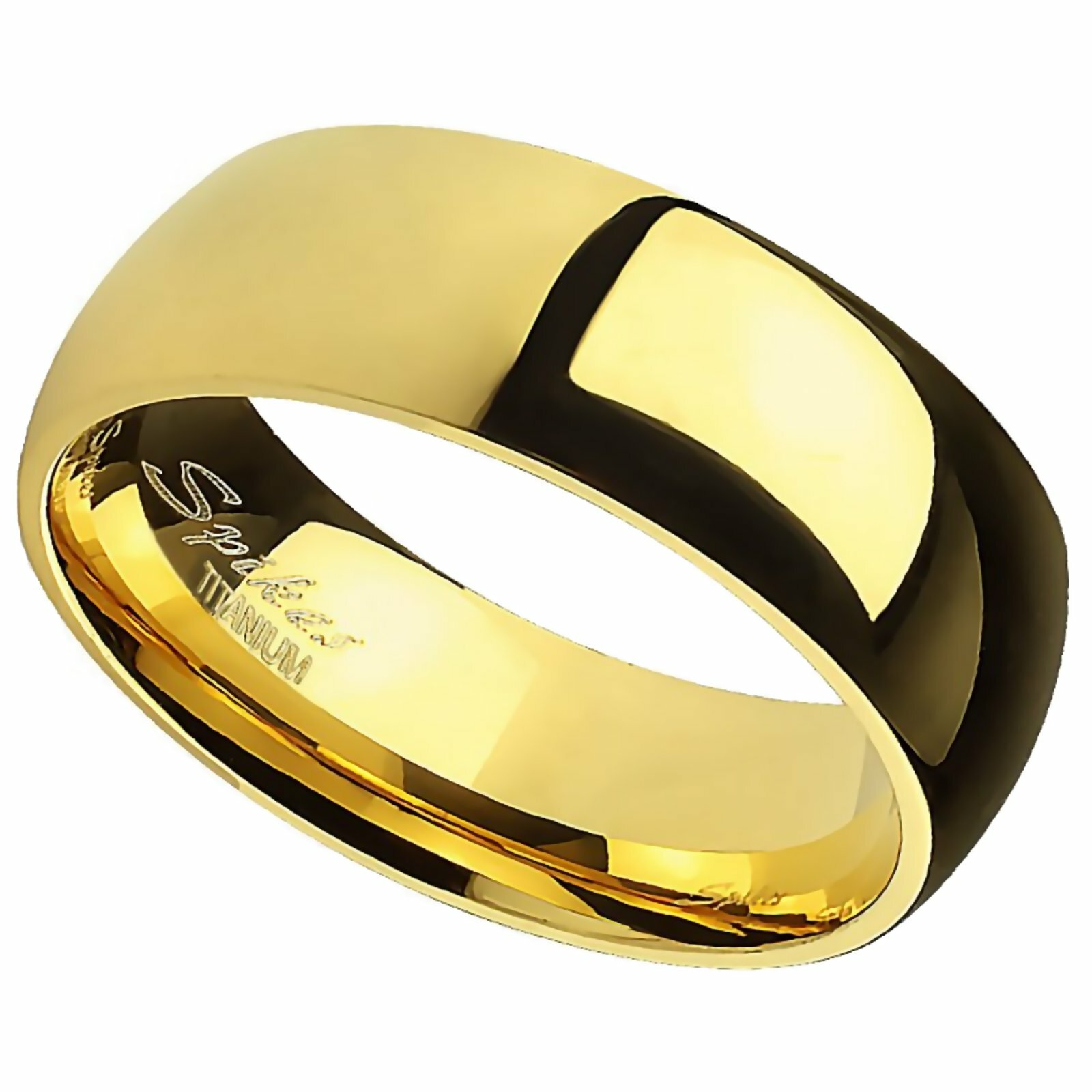 Traditional Titanium Ring Gold Wedding Band Sizes 5-13 6mm Anniversary