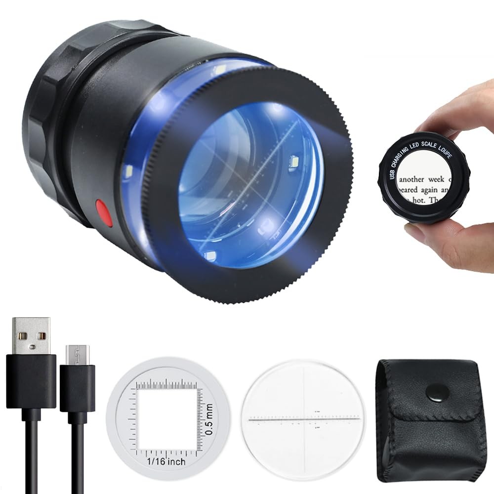 30X LED Jewelry Loupe Magnifier with Jewelry Scale and USB Rechargeable Light