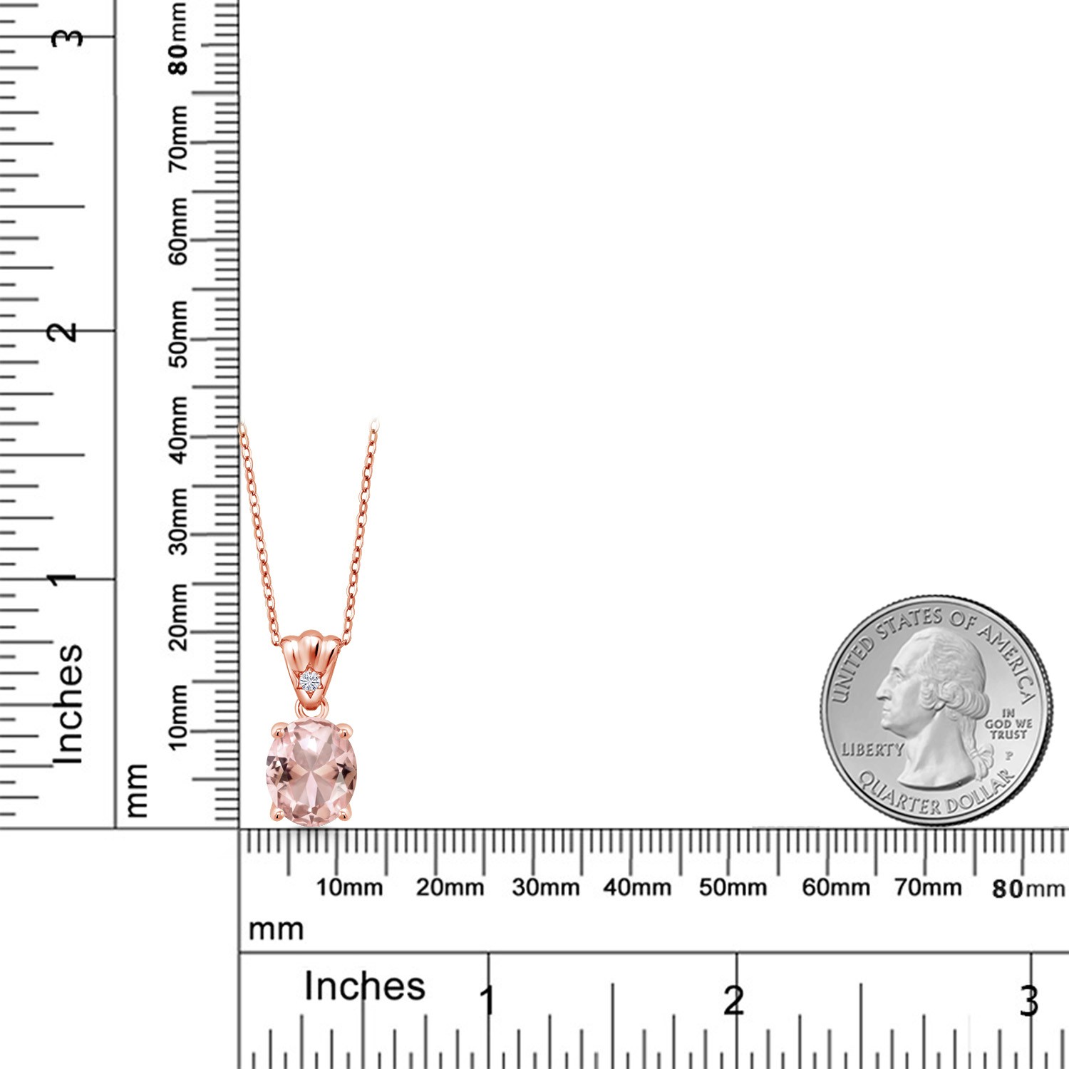 3.92 Ct Peach Simulated Morganite E-F Lab Grown Diamond 18K Rose Gold Plated