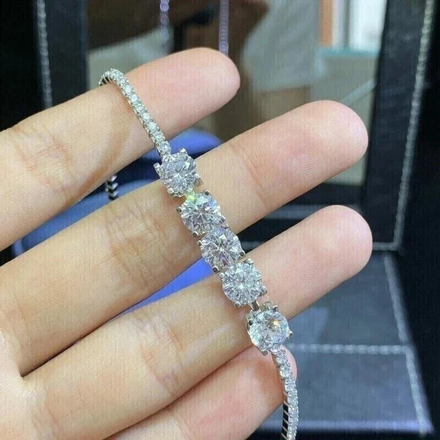14K White Gold Finish 11CT Round Cut Lab Created Diamond Women’s Tennis Bracelet