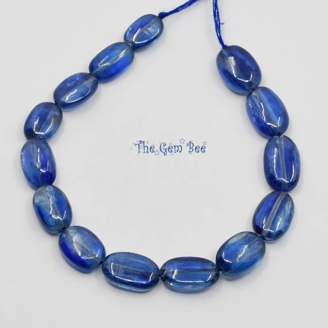 100% natural Kyanite Sapphire Blue Smooth Oval Nuggets Beads 5 inch strand