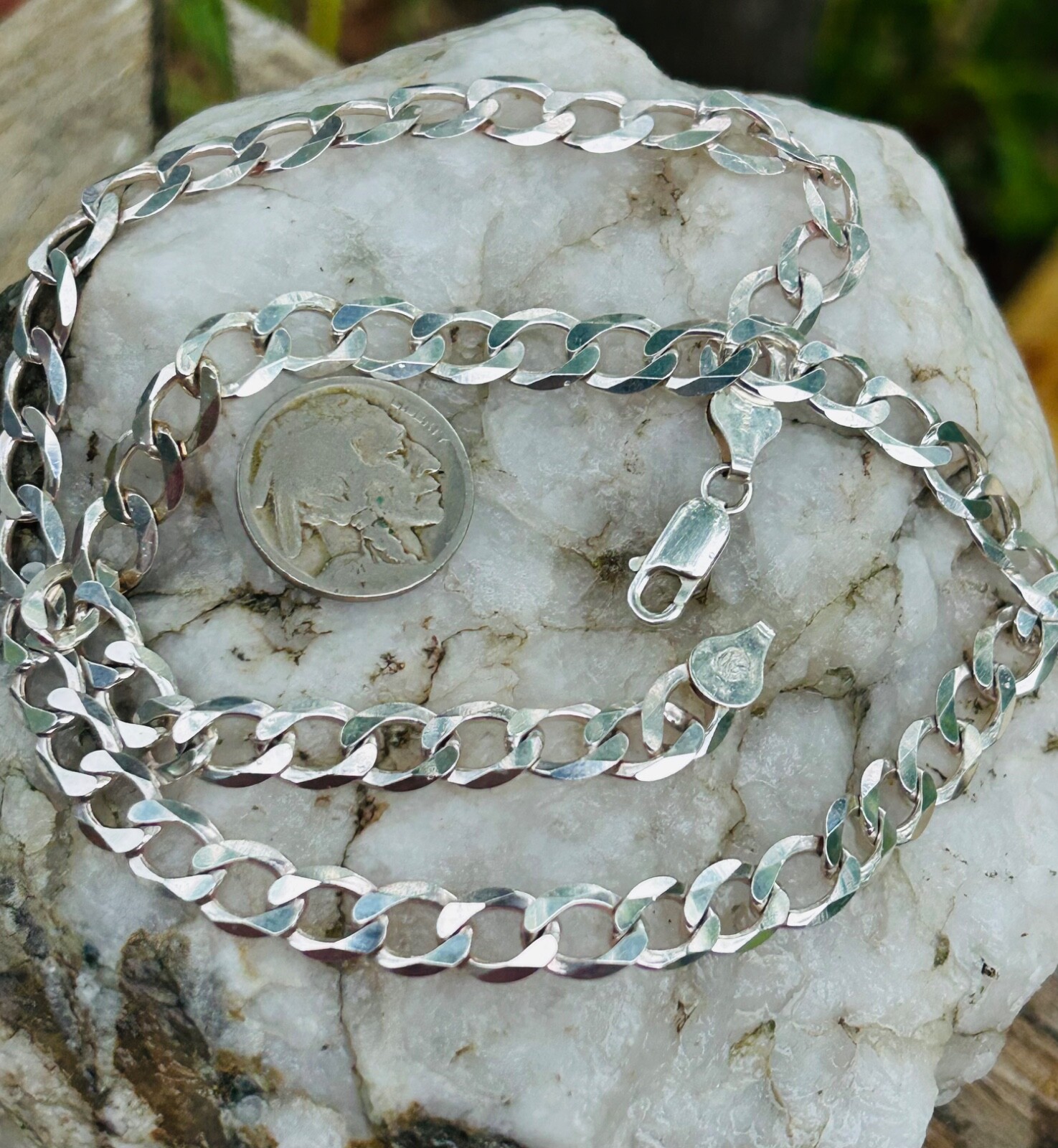 Mens Curb Necklace Heavy 20 Inch 925 Sterling Silver Curb Necklace SOLID 30 Gram