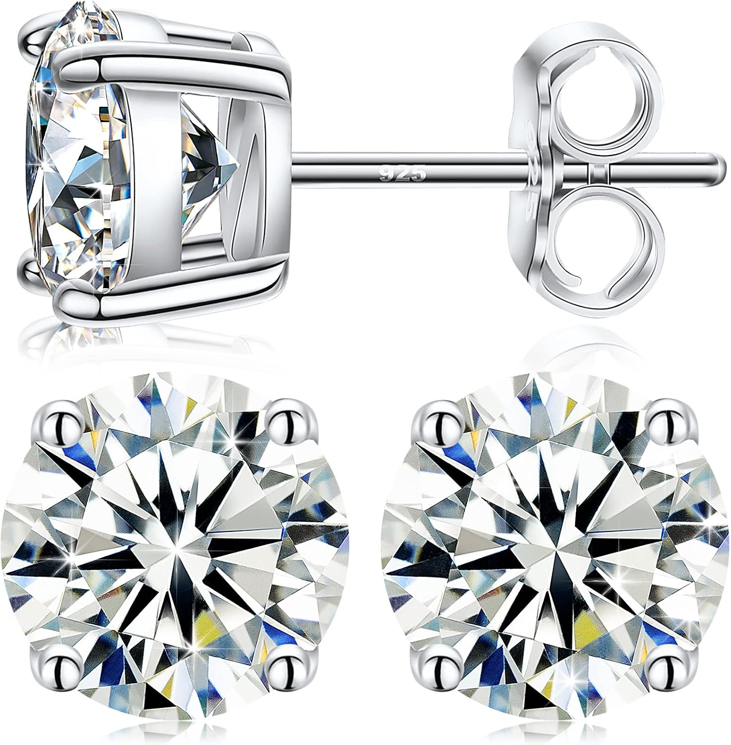 Moissanite Stud Earrings for Women, 0.2CT-8.0CT a Pair 18K White Yellow Gold Ver