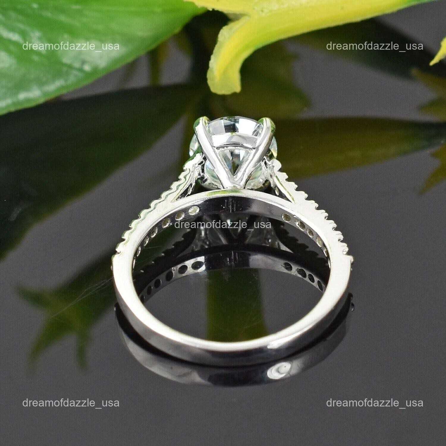 Diamond Resilient Lady Solitaire with Accents Sister Ring Jewelry 14K White Gold