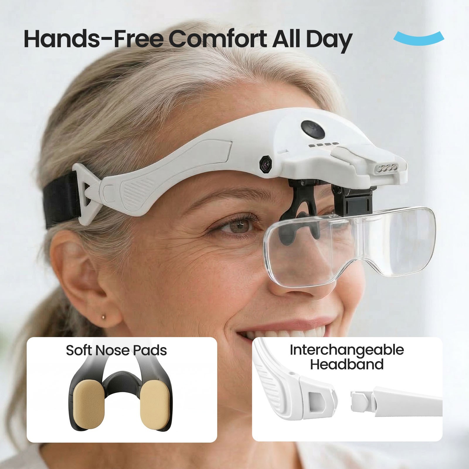 ARTDOT Magnifying Glass Headband Headset Magnifier with Lamp Light Jeweler Loupe