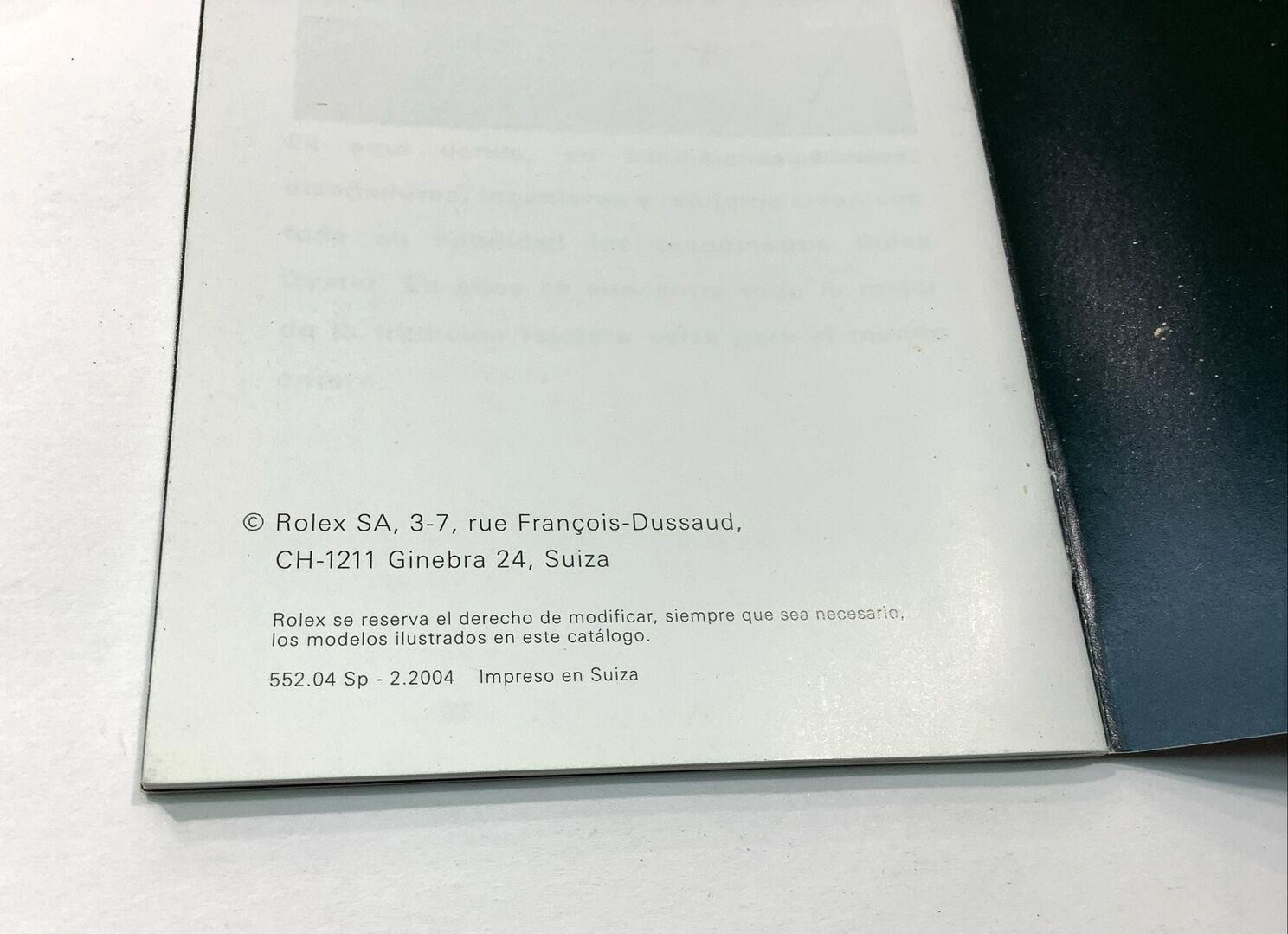 ROLEX 2004 DATEJUST Spanish User Manual Booklet In Very Good & Clean Condition