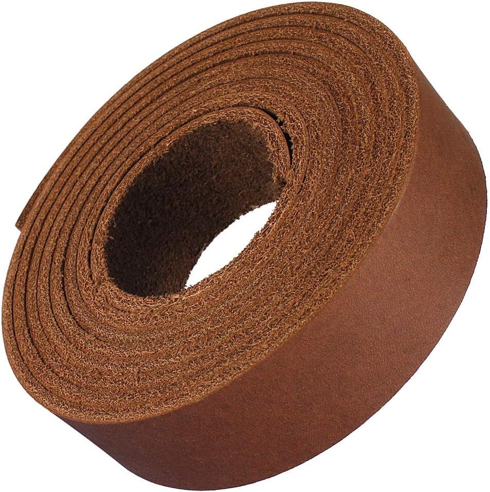 Durable 72 Inch Brown Leather Strip – 1 Inch Wide Genuine Cowhide for Projects